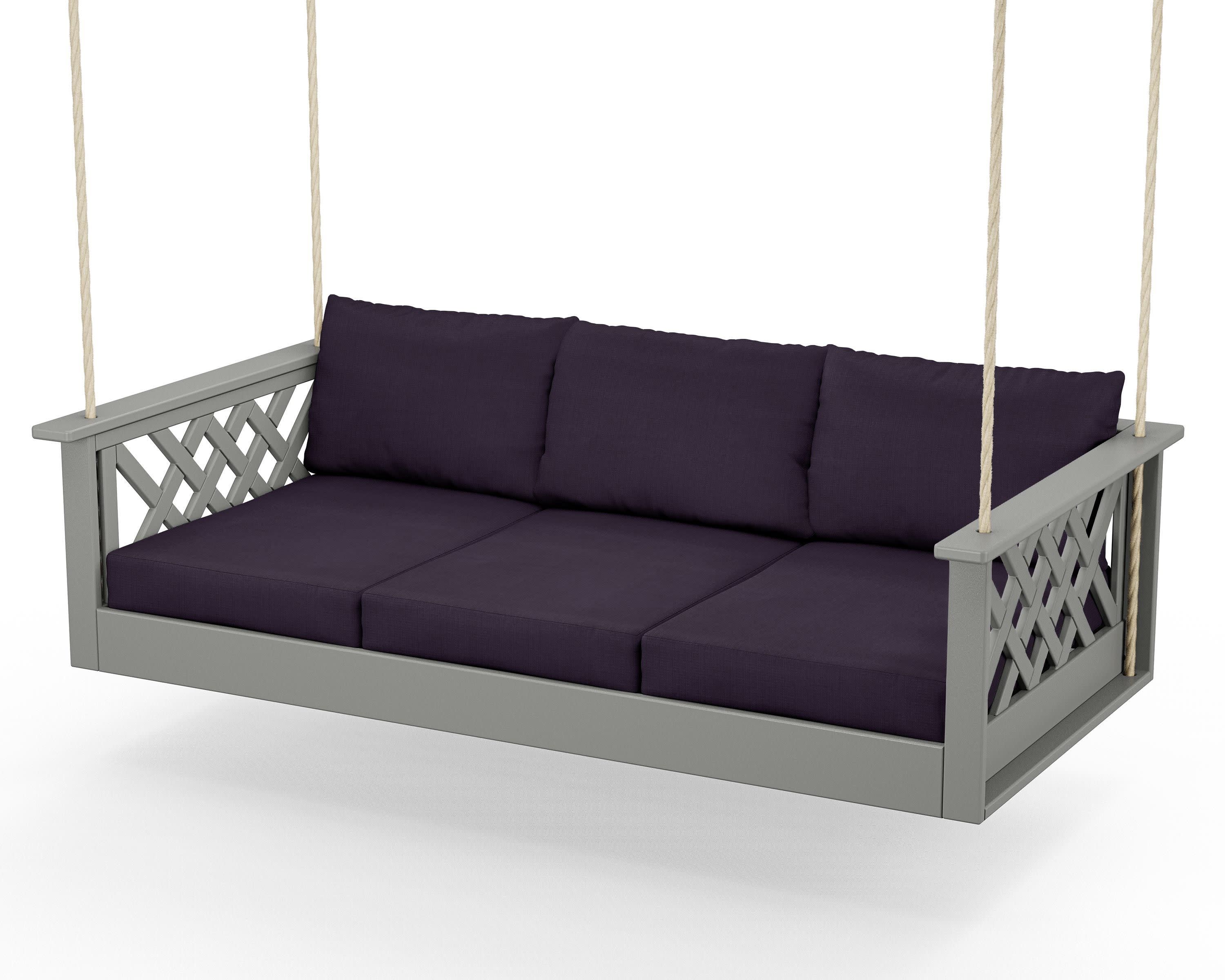 Wovendale Daybed Swing in Slate Grey / Navy Linen