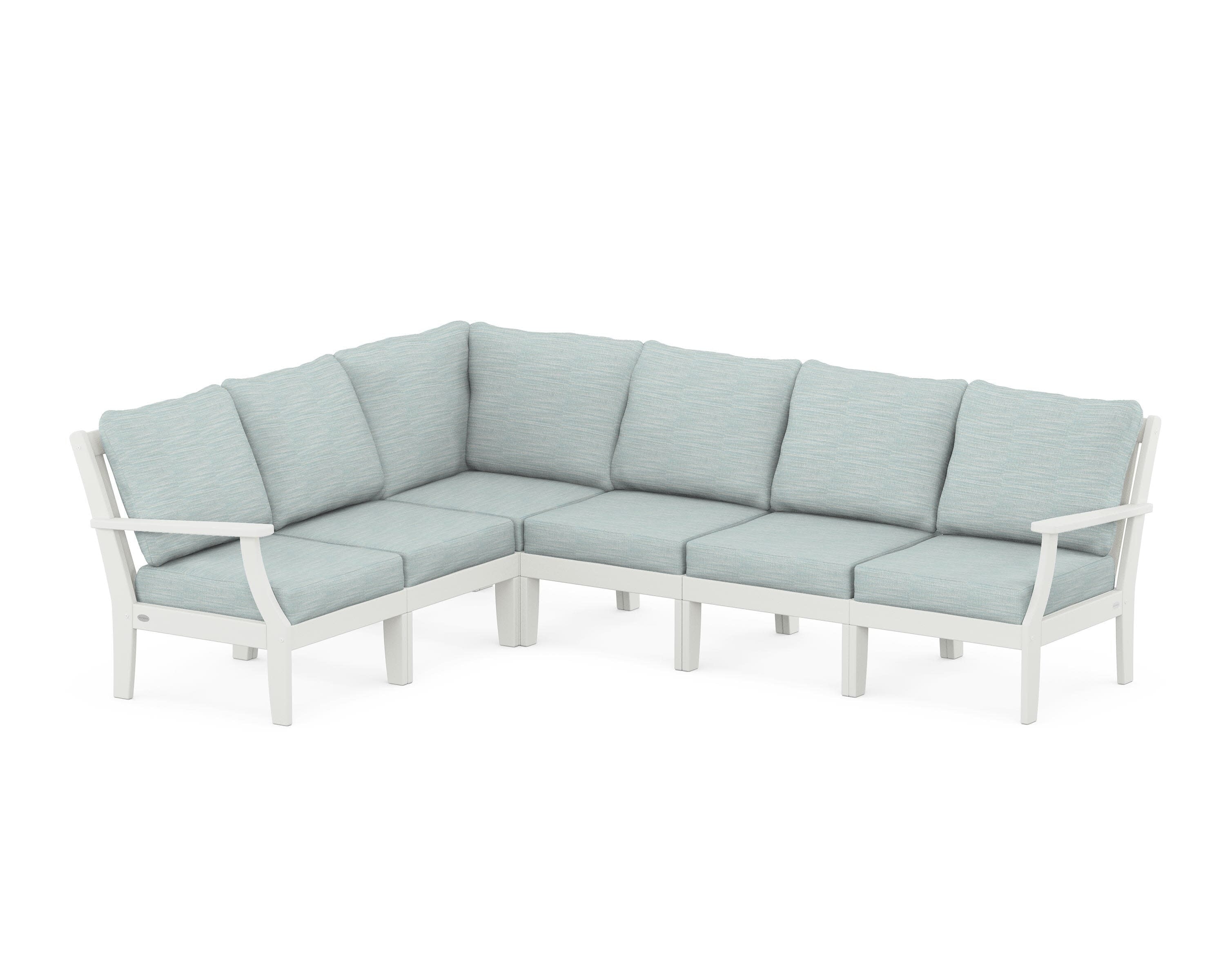 Braxton Modular 6-Piece Deep Seating Set in Vintage White / Soothe Mist