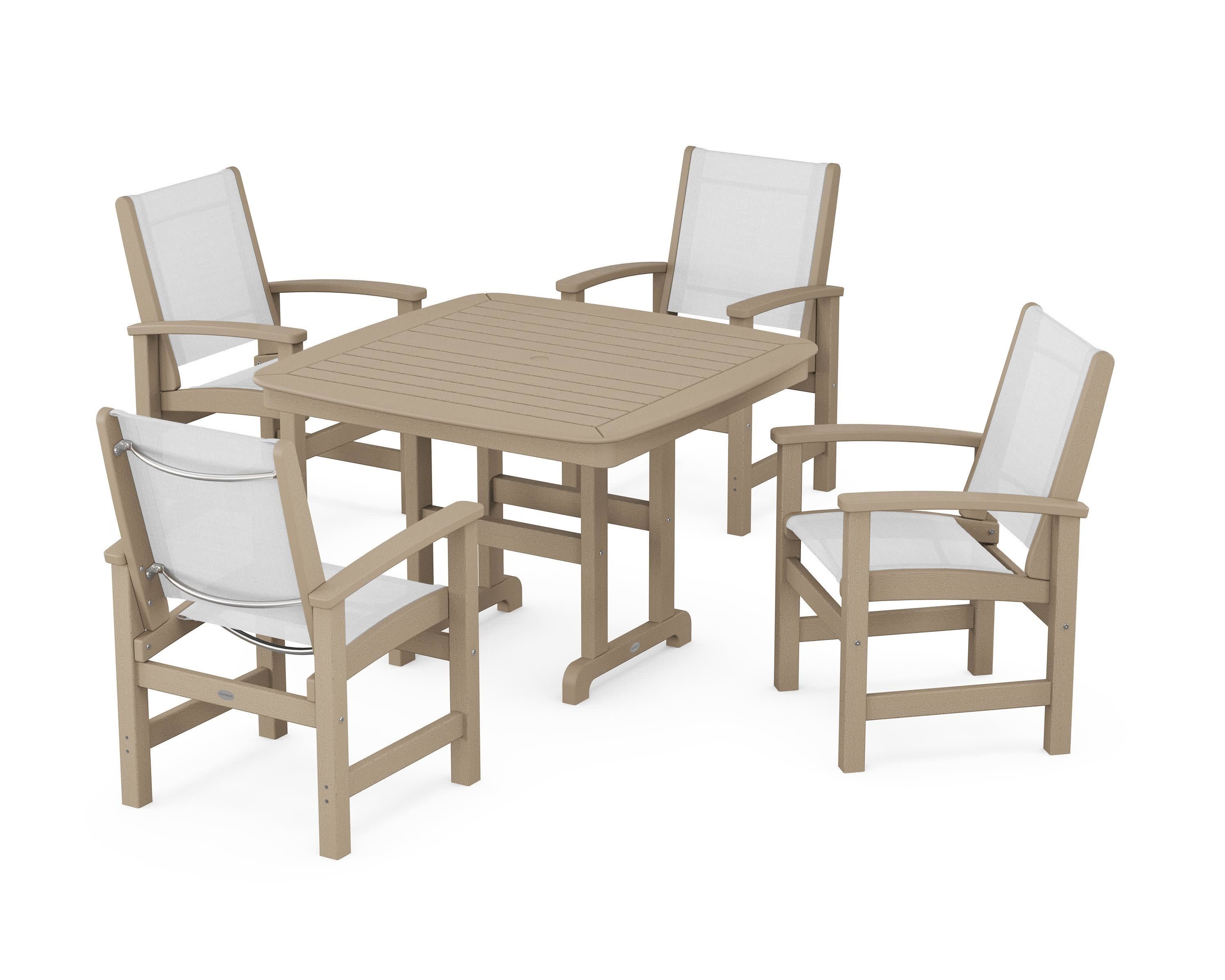 Coastal 5-Piece Dining Set in Vintage Sahara / White Sling