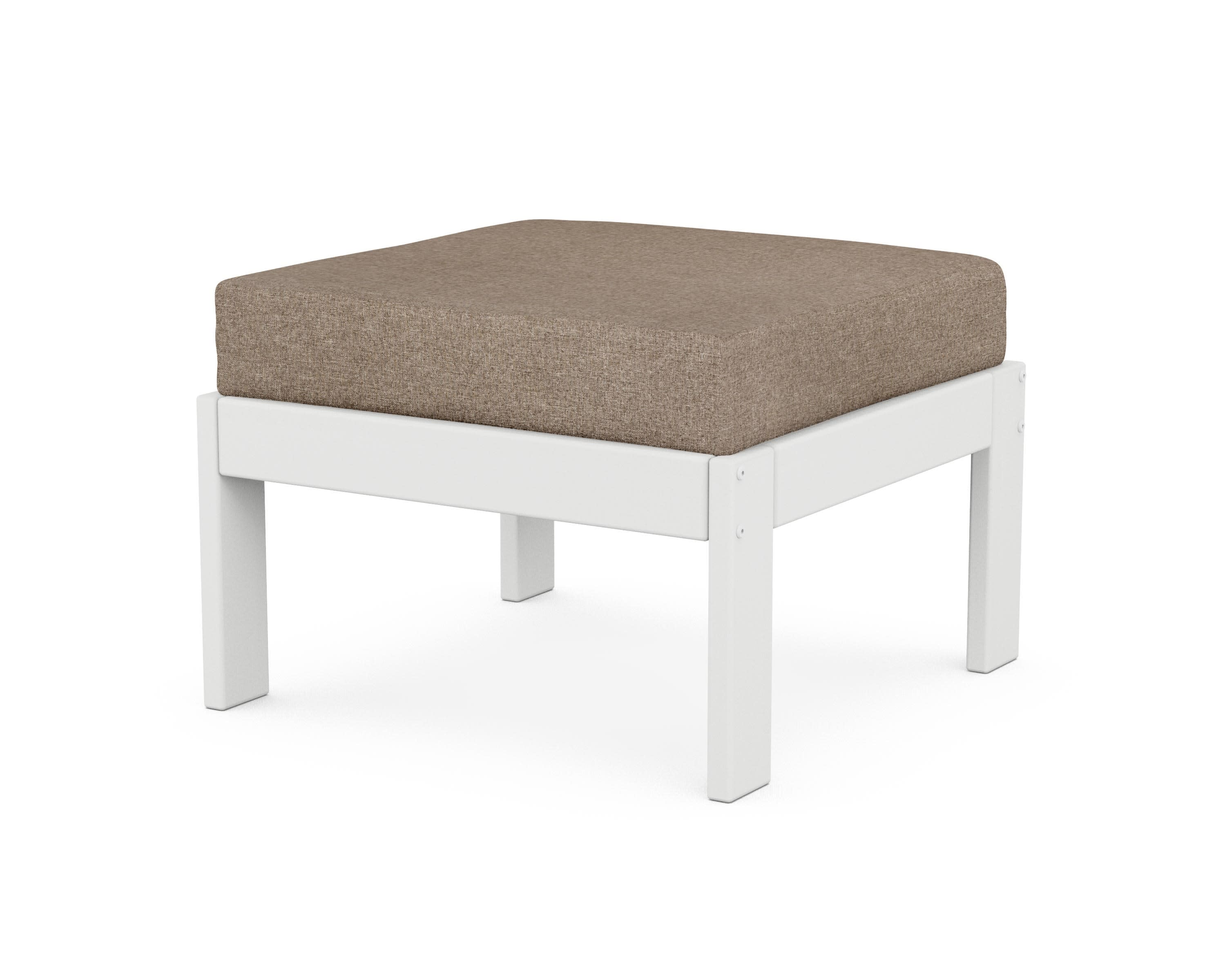 Vineyard Modular Ottoman in White / Spiced Burlap