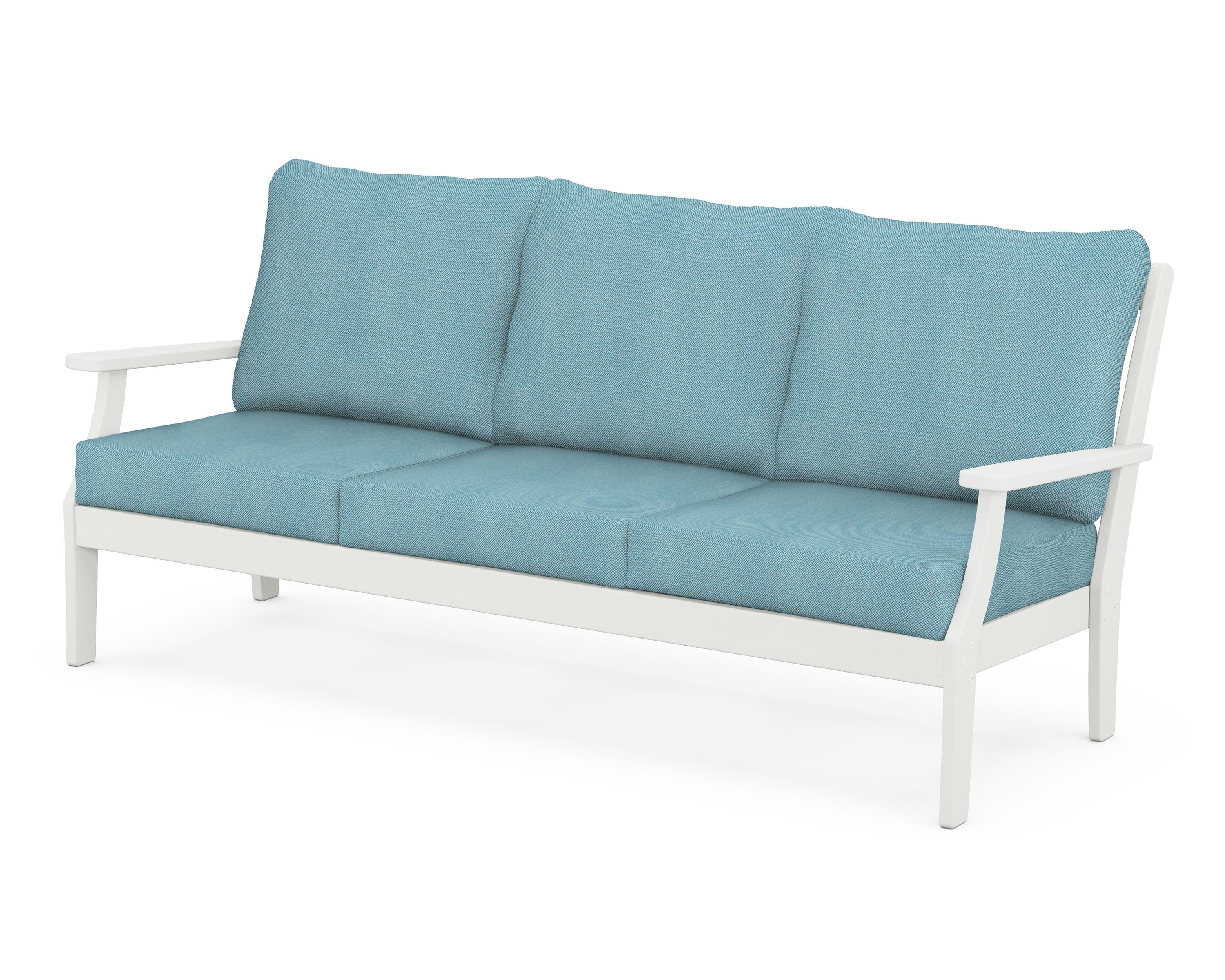 Braxton Deep Seating Sofa in Vintage White / Lattice Sky Blue