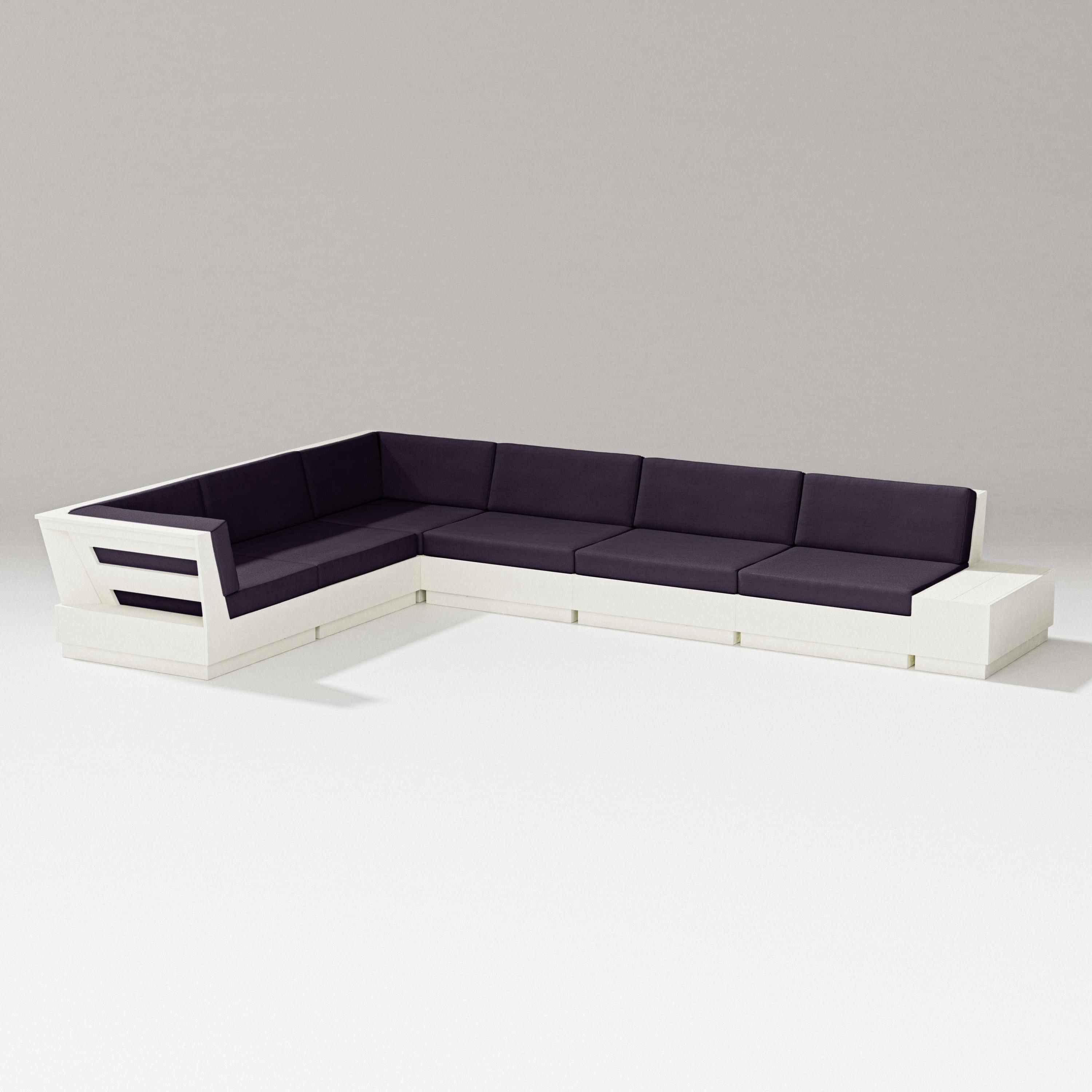 Elevate 7-Piece Corner Sectional in Vintage White / Navy Linen