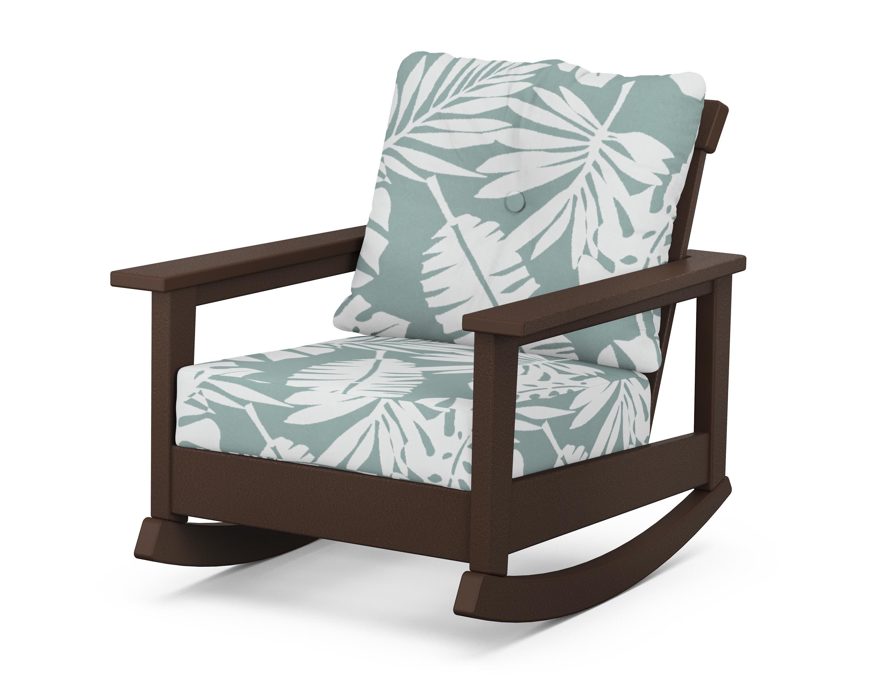 Prescott Deep Seating Rocking Chair in Mahogany / Leaf Glacier Spa