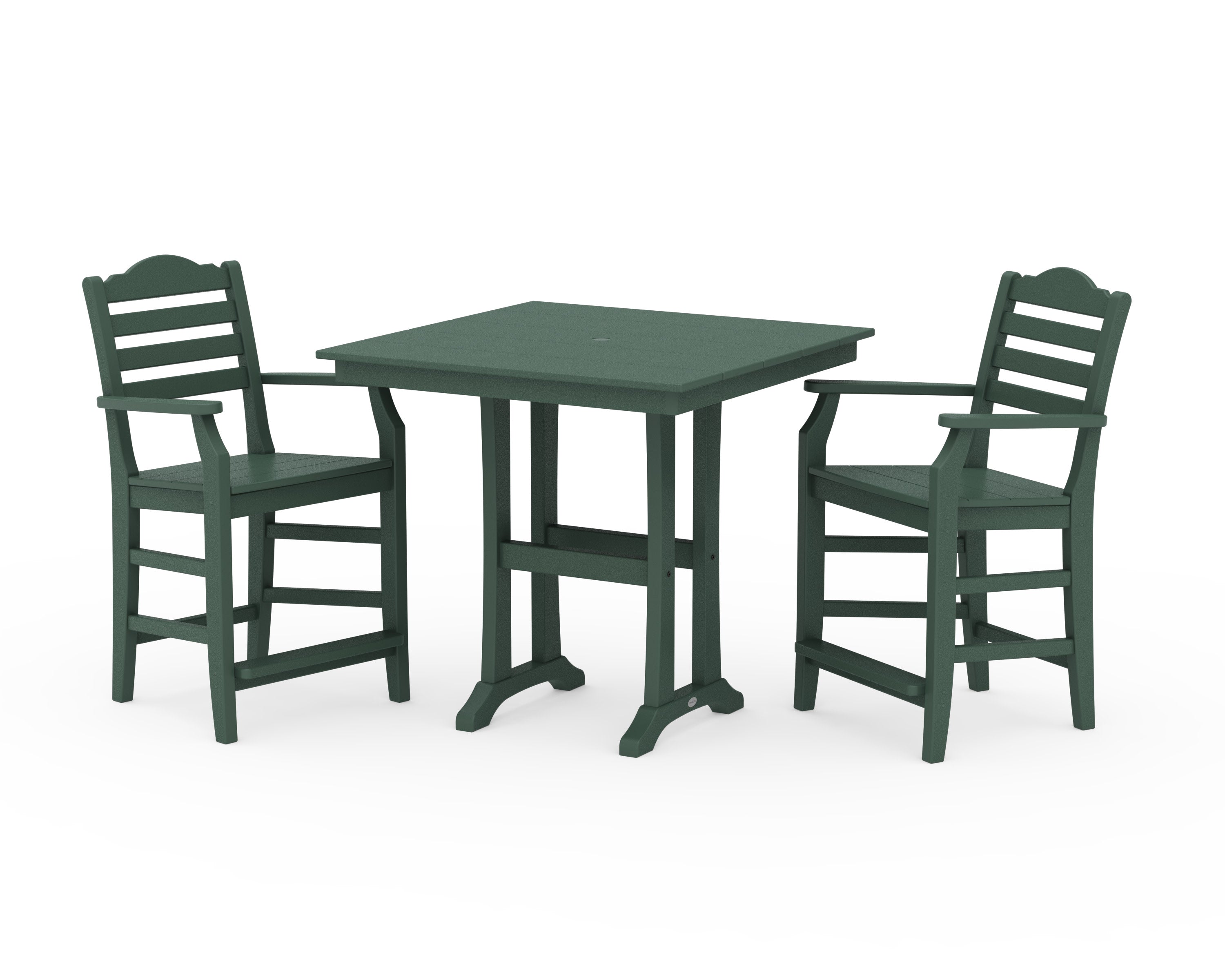 Savannah 3-Piece Farmhouse Counter Set with Trestle Legs in Green