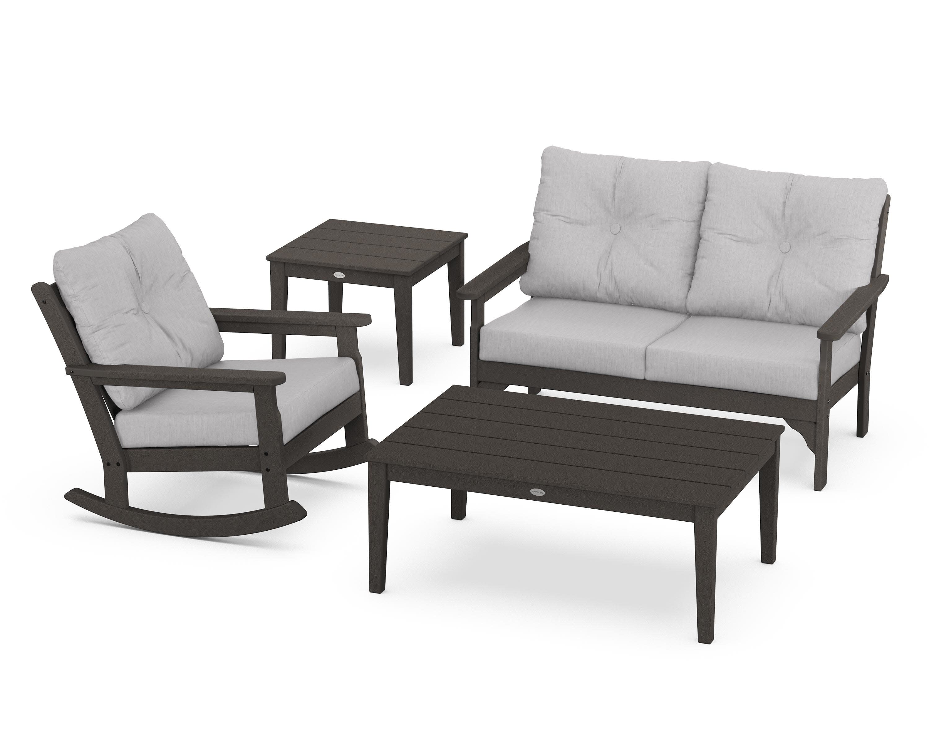 Vineyard 4-Piece Deep Seating Rocker Set in Vintage Coffee / Granite