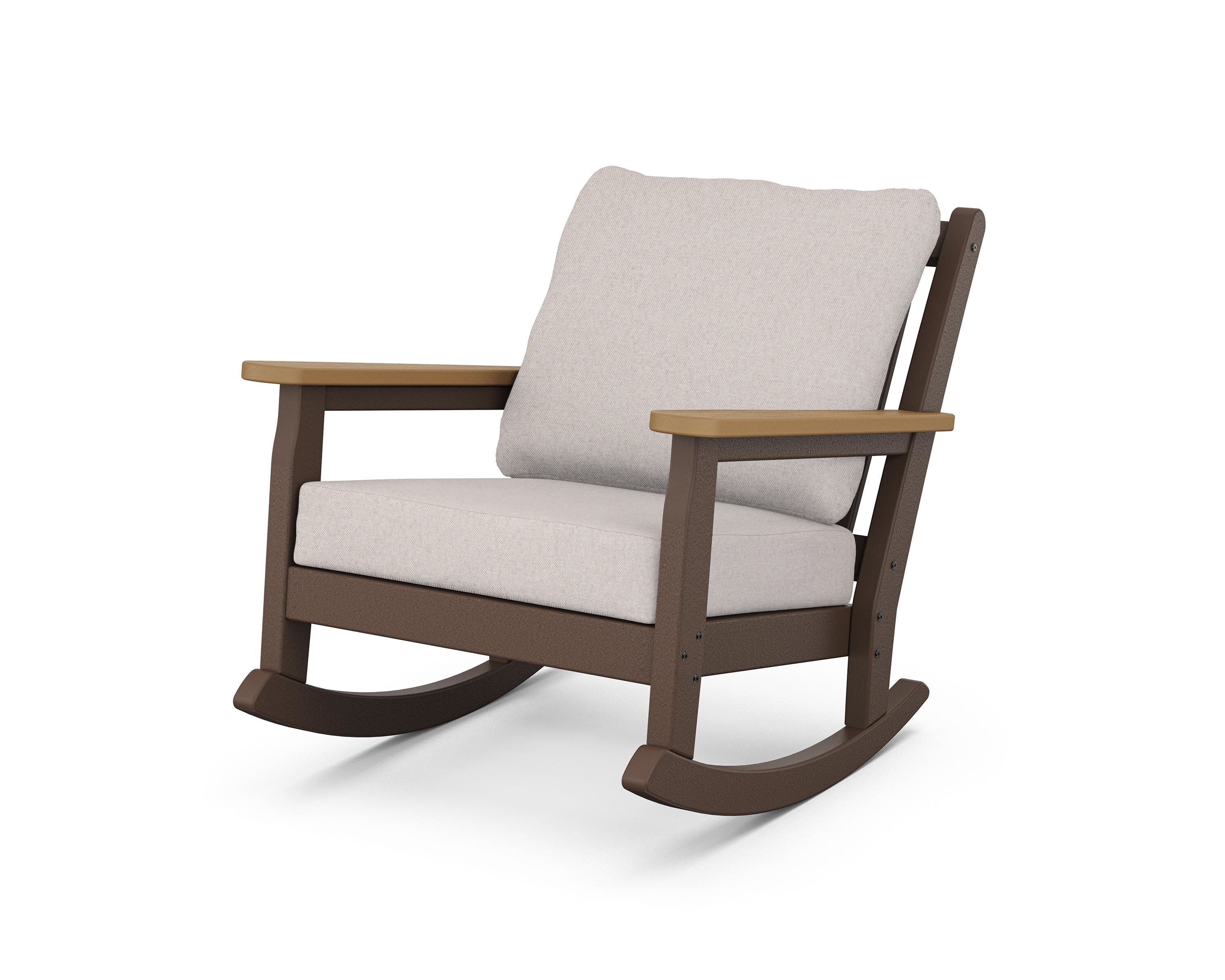 Chippendale Deep Seating Rocking Chair in Mahogany / Natural / Dune Burlap