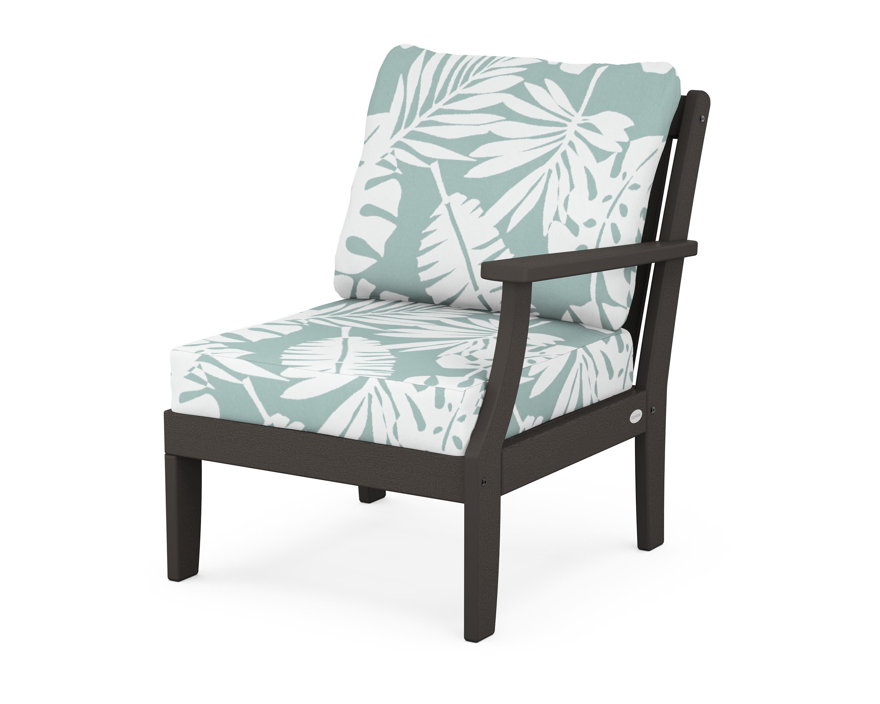 Braxton Modular Right Arm Chair in Vintage Coffee / Leaf Glacier Spa
