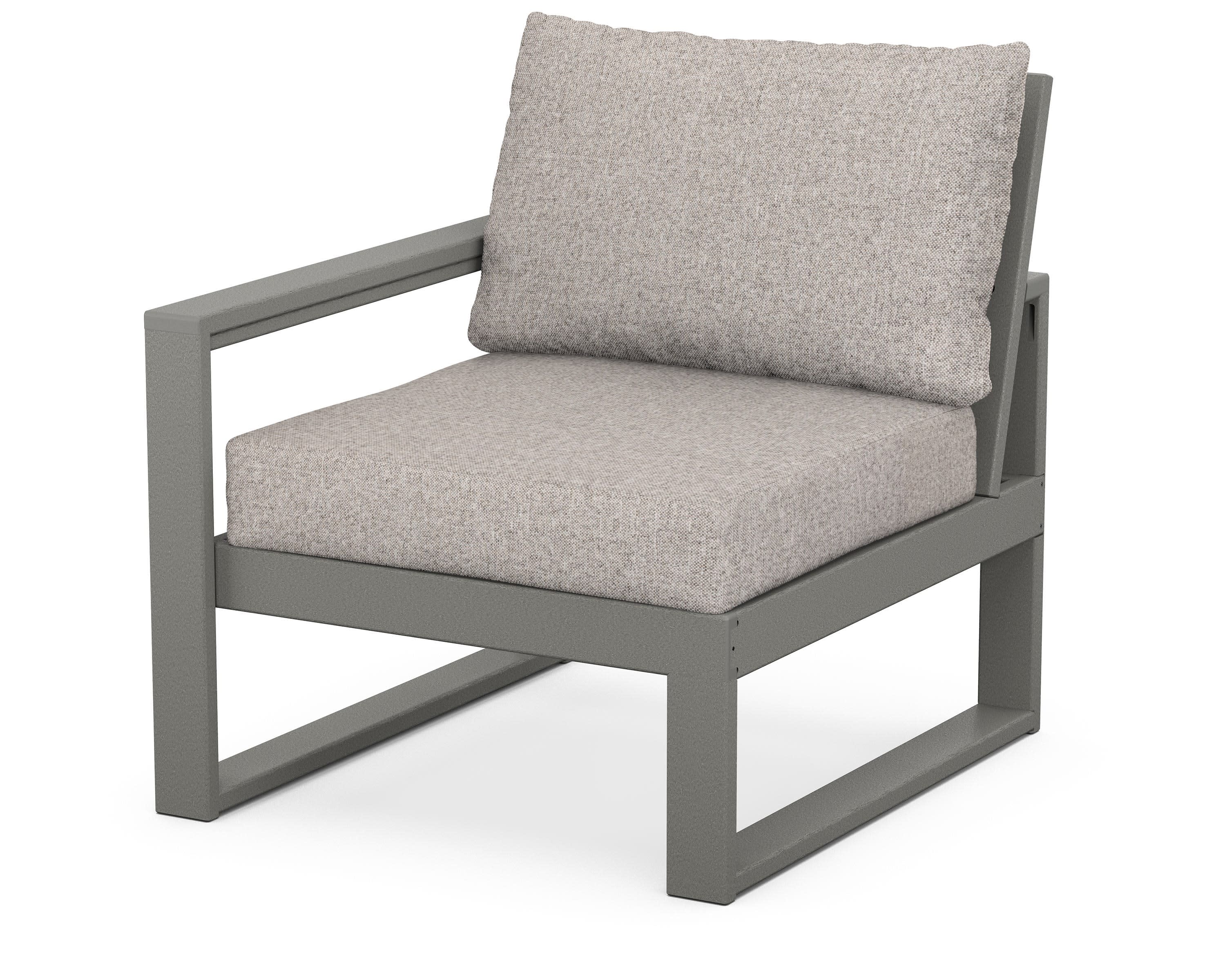 EDGE Modular Left Arm Chair in Slate Grey / Weathered Tweed