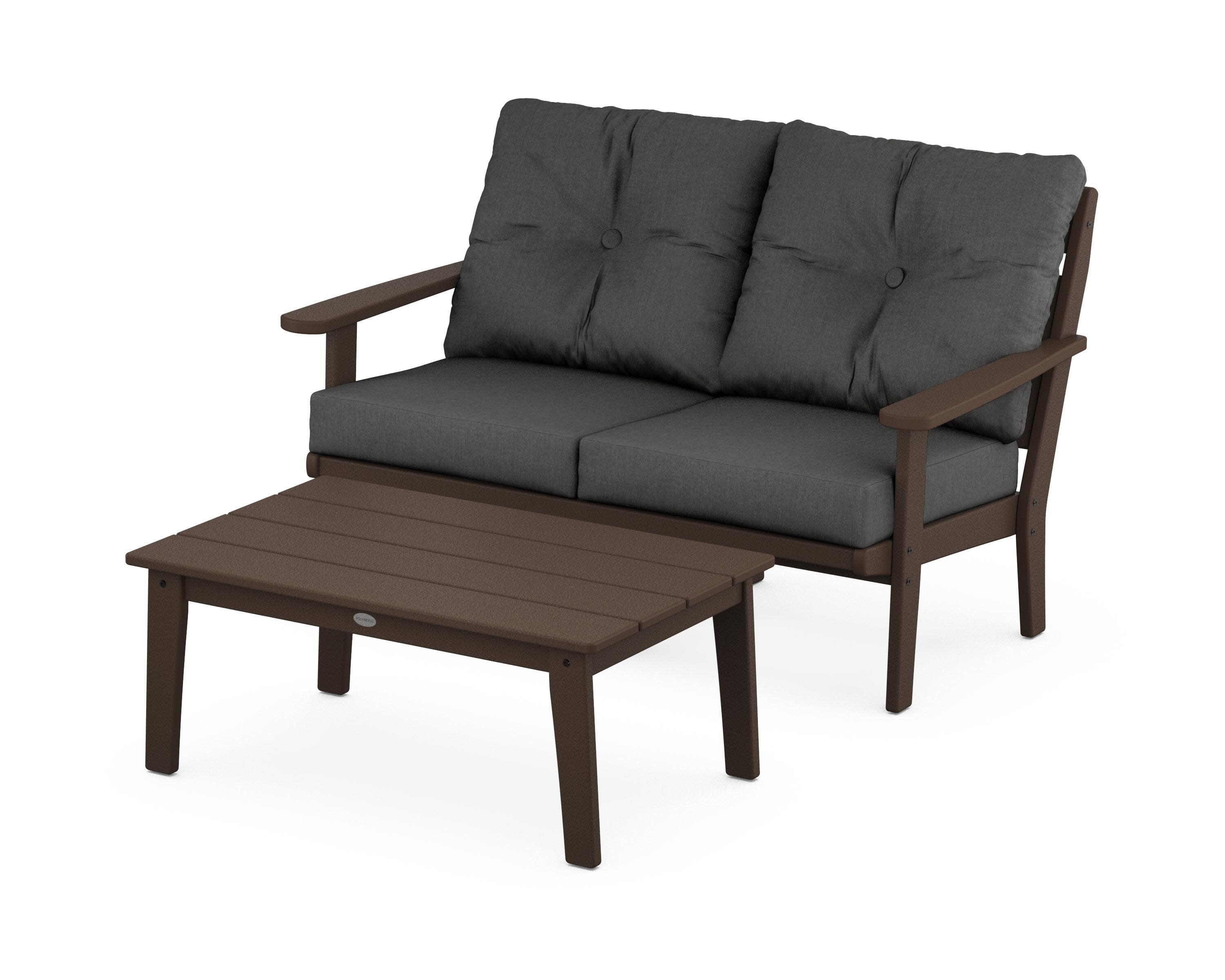Lakeside 2-Piece Lounge Loveseat Set in Mahogany / Spectrum Carbon
