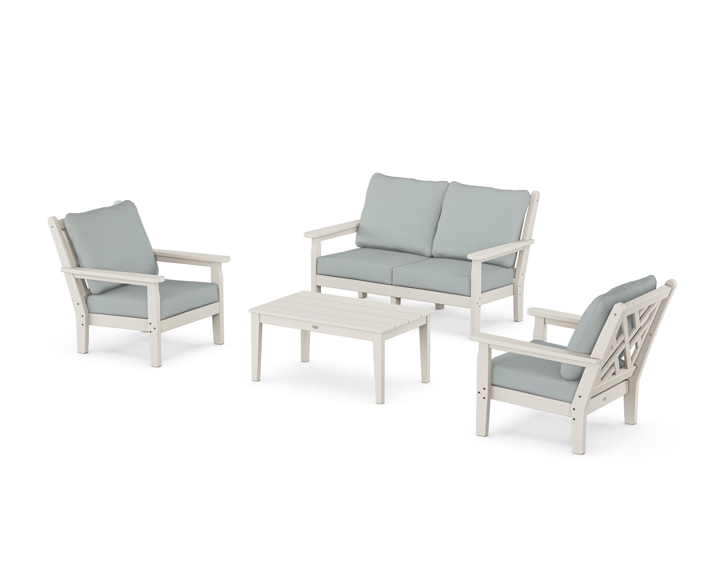 Chippendale 4-Piece Deep Seating Set with Loveseat in Sand / Spa