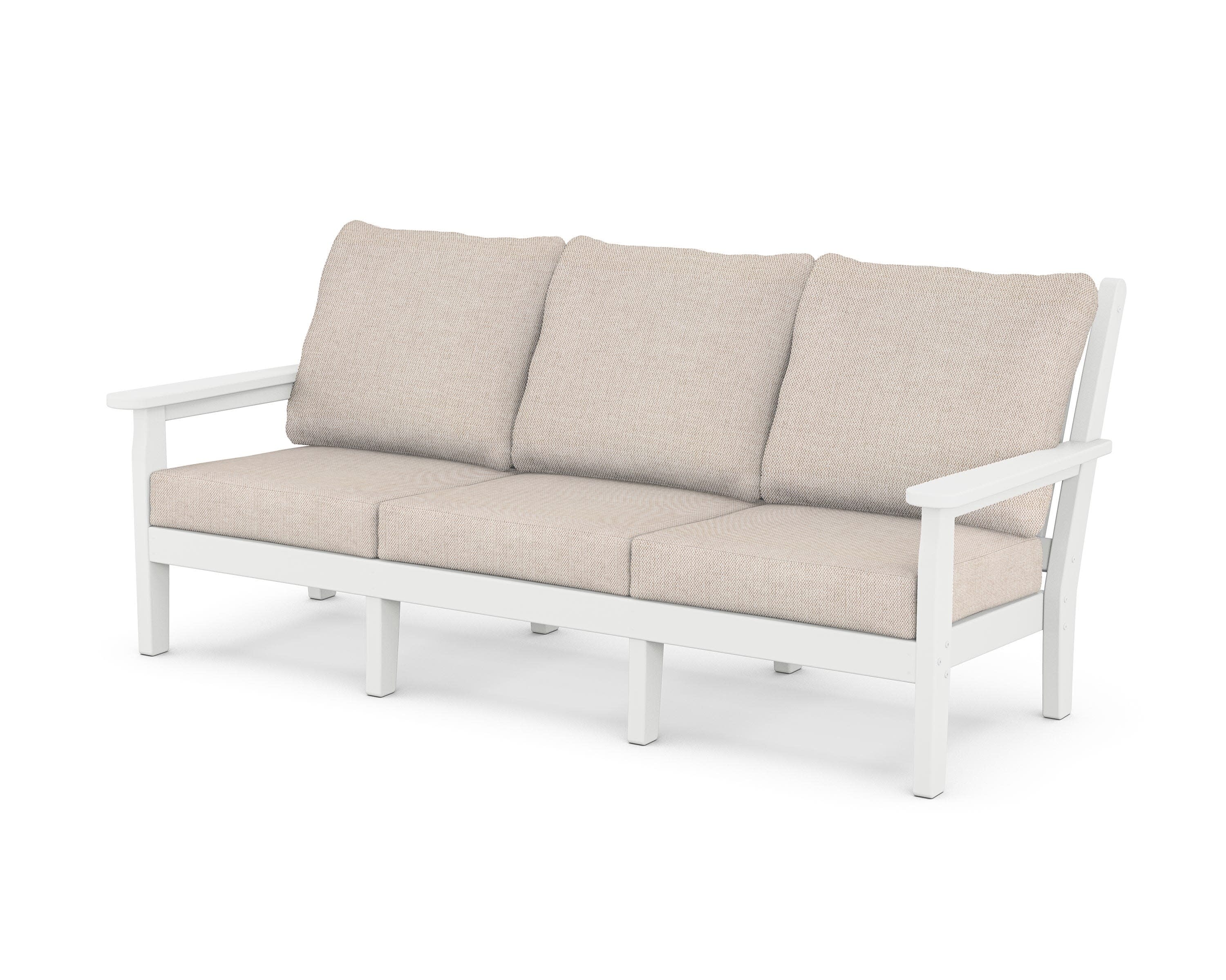 Chippendale Deep Seating Sofa in White / Blend Linen