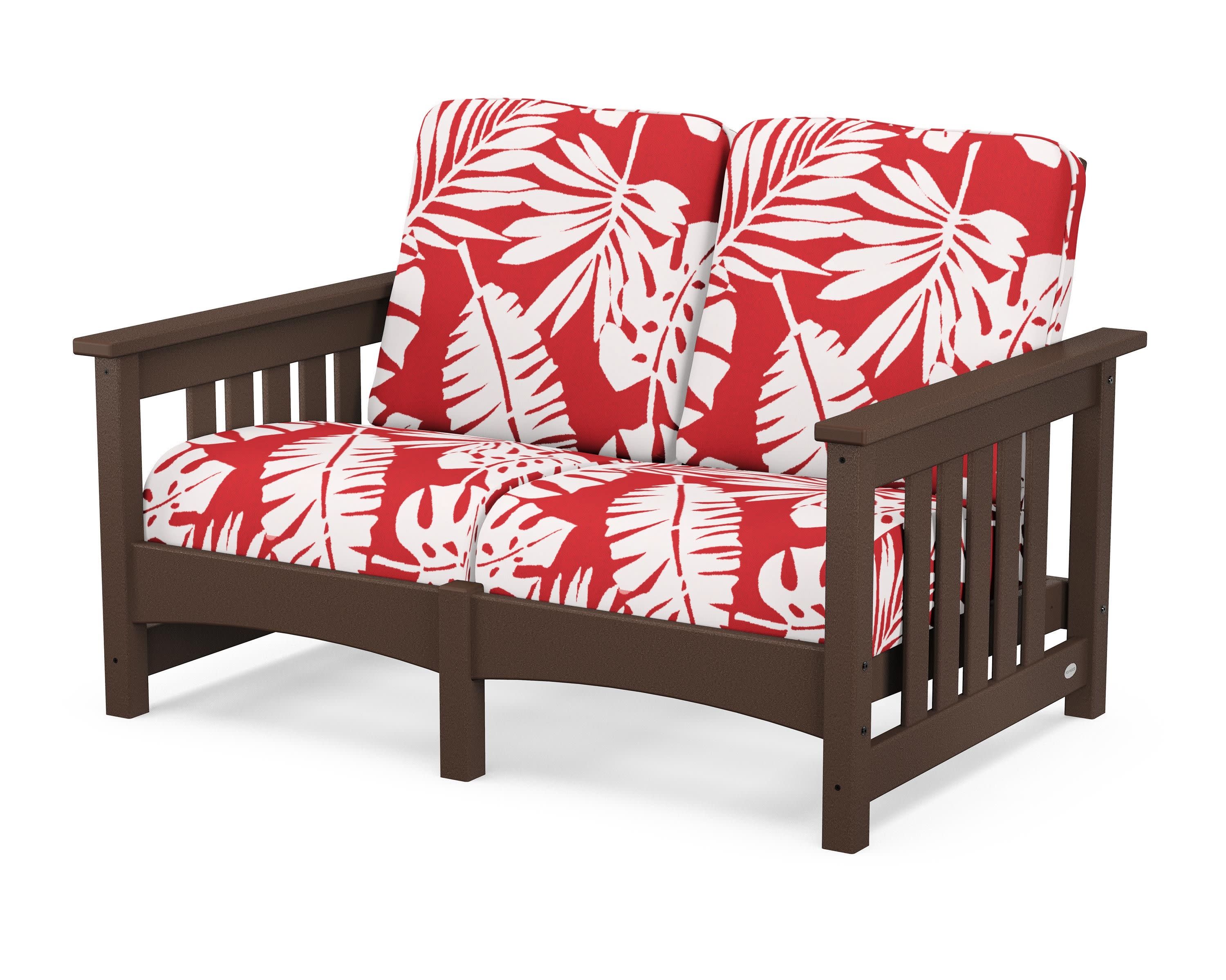 Club Mission Loveseat in Mahogany / Leaf Crimson
