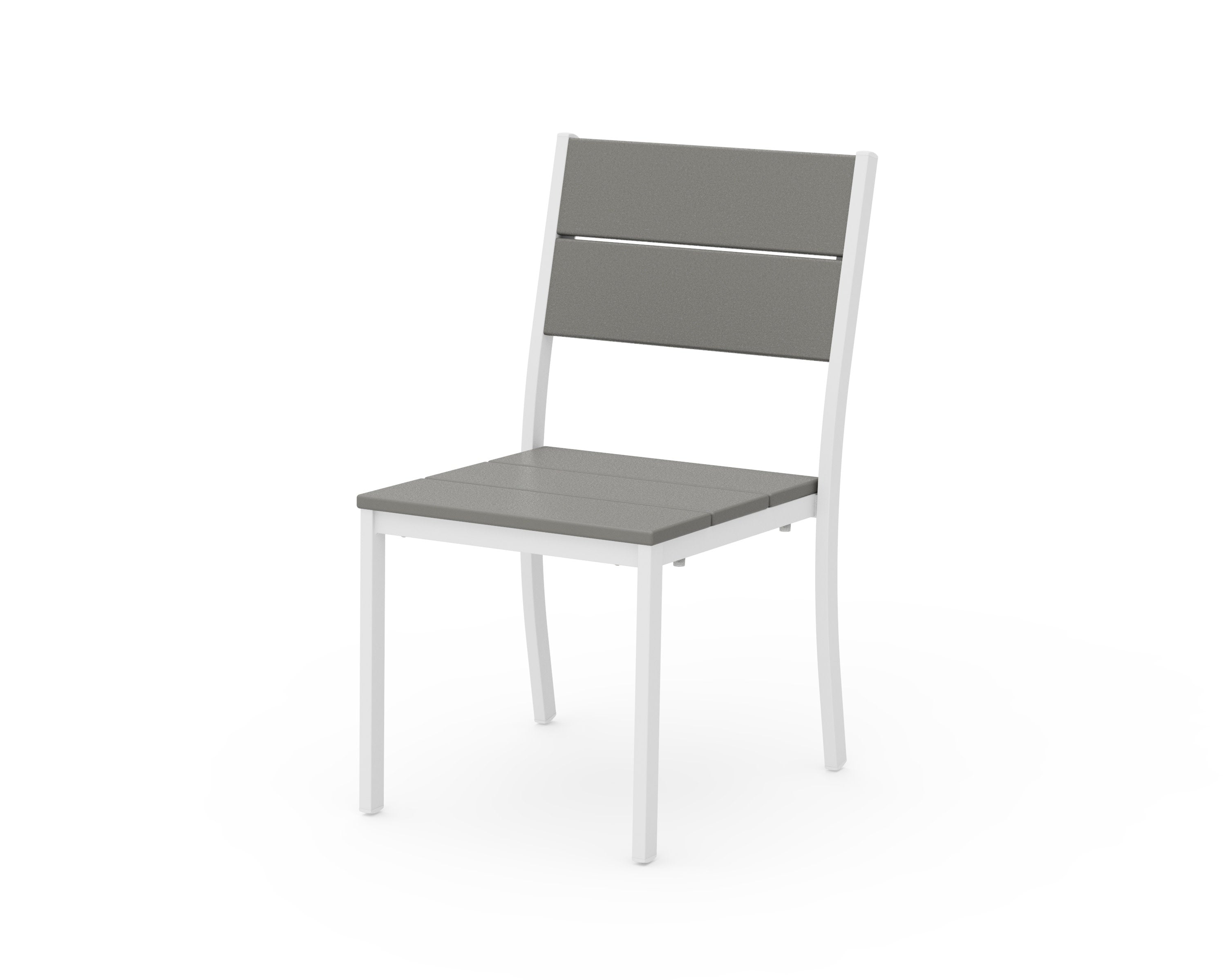 Main Street Stacking Dining Side Chair in White / Slate Grey