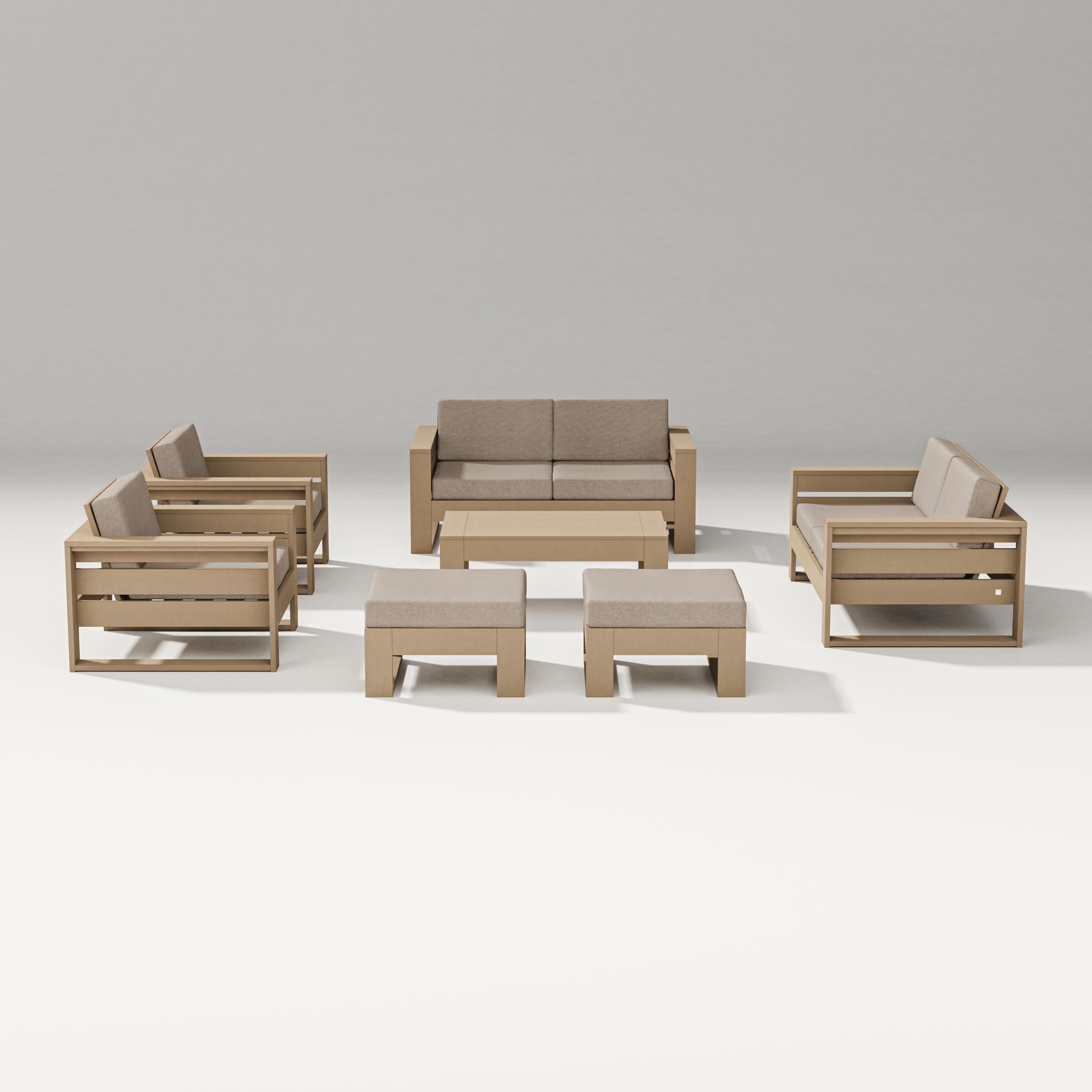 Latitude 7-Piece Lounge Loveseat Set in Vintage Sahara / Spiced Burlap