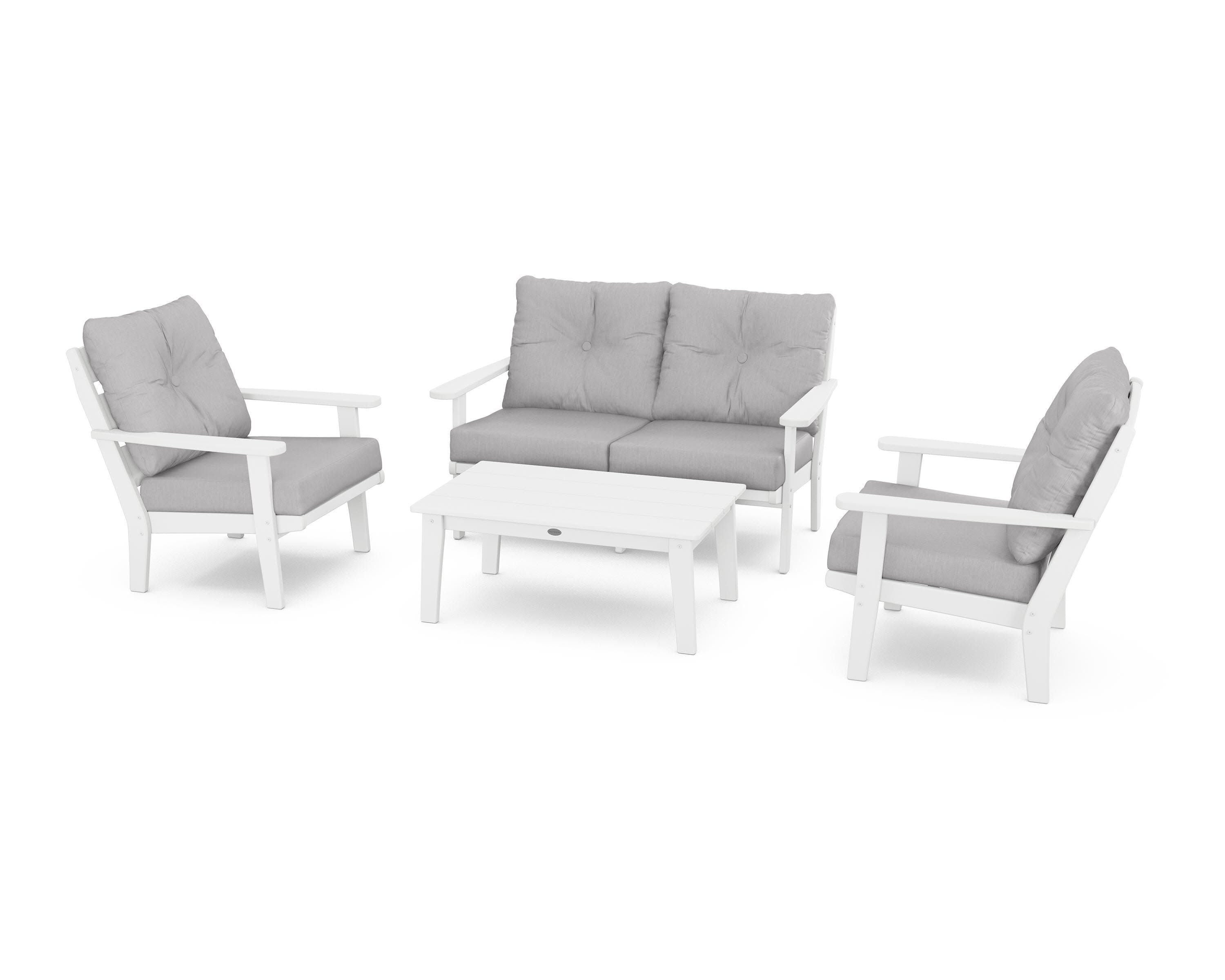 Lakeside 4-Piece Deep Seating Set in White / Granite