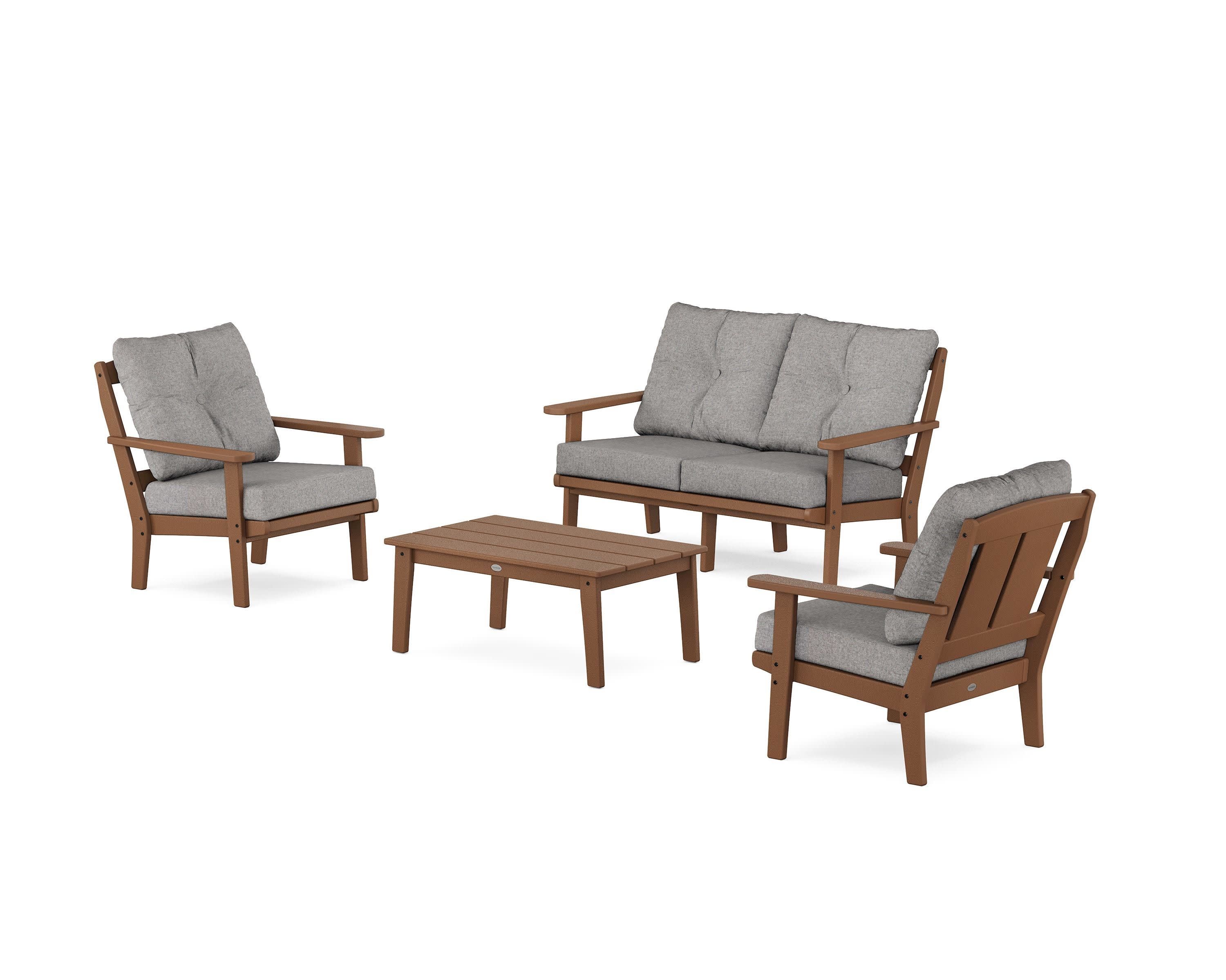 Mission 4-Piece Deep Seating Set with Loveseat in Teak / Grey Mist