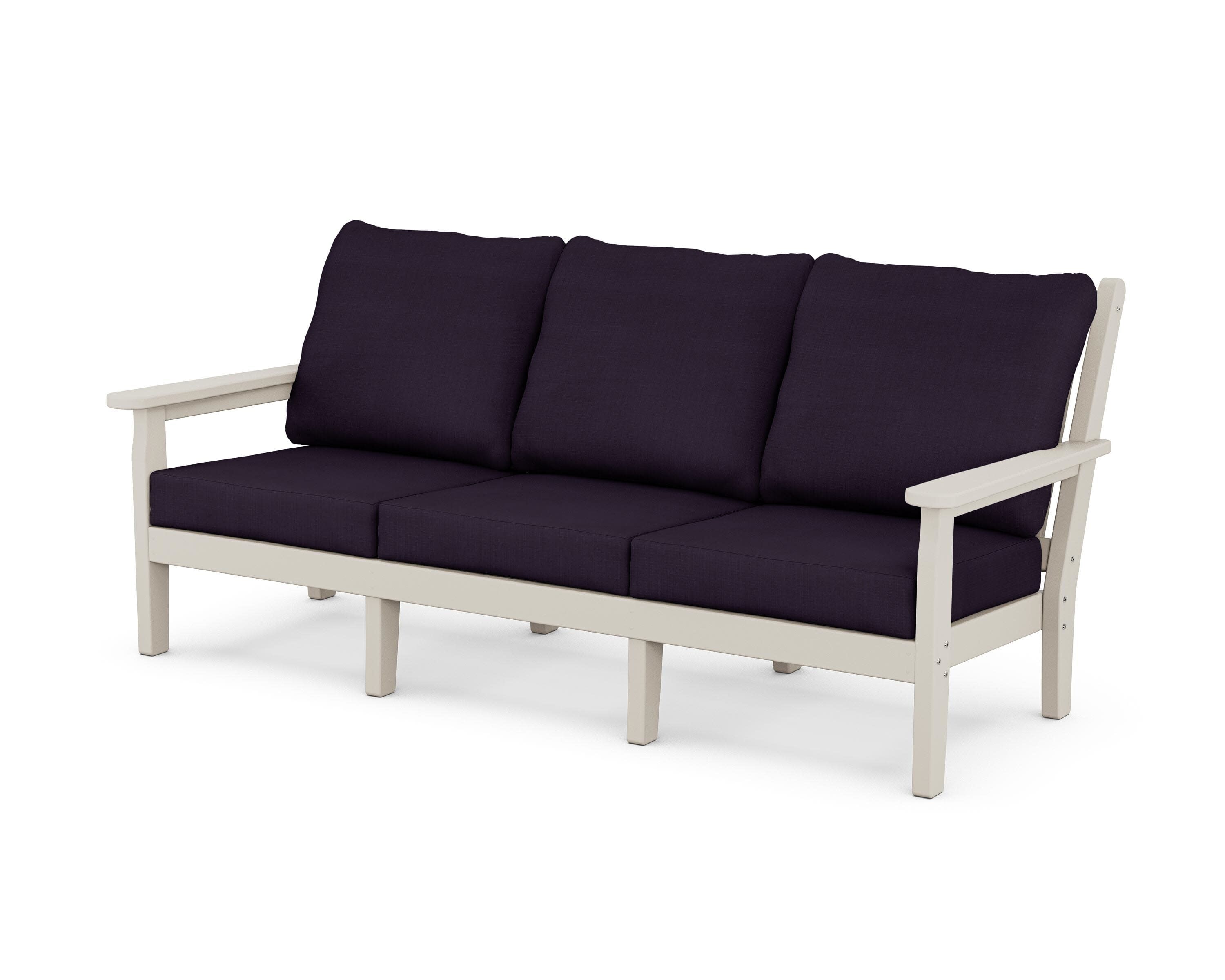 Chippendale Deep Seating Sofa in Sand / Navy Linen