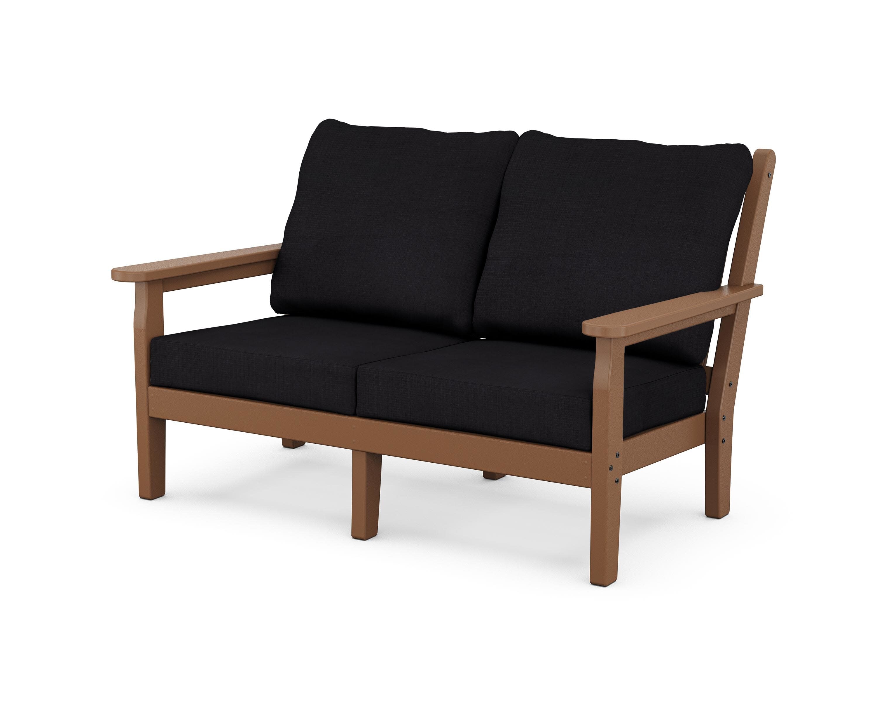 Chippendale Deep Seating Loveseat in Teak / Midnight Linen