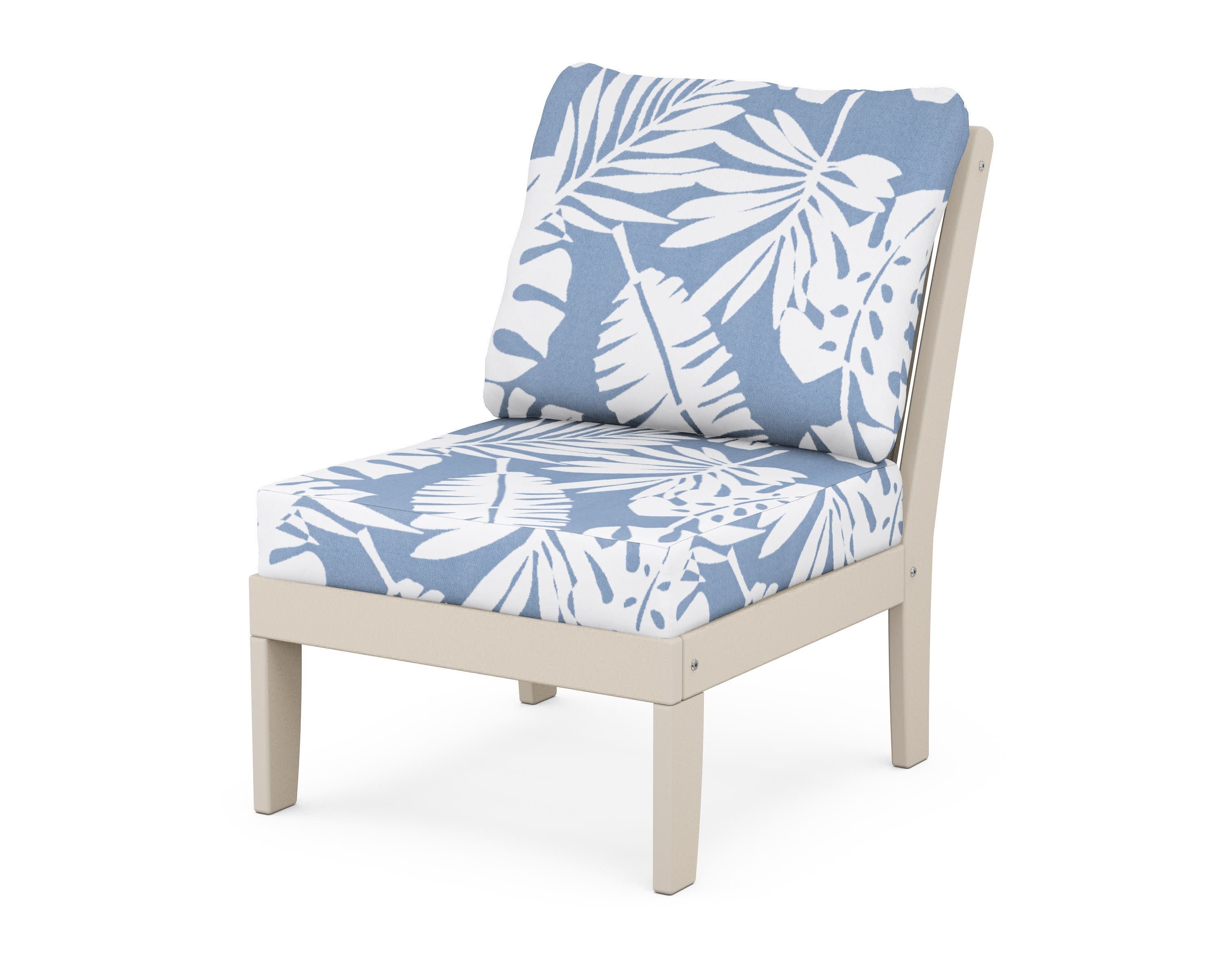 Braxton Modular Armless Chair in Sand / Leaf Sky Blue