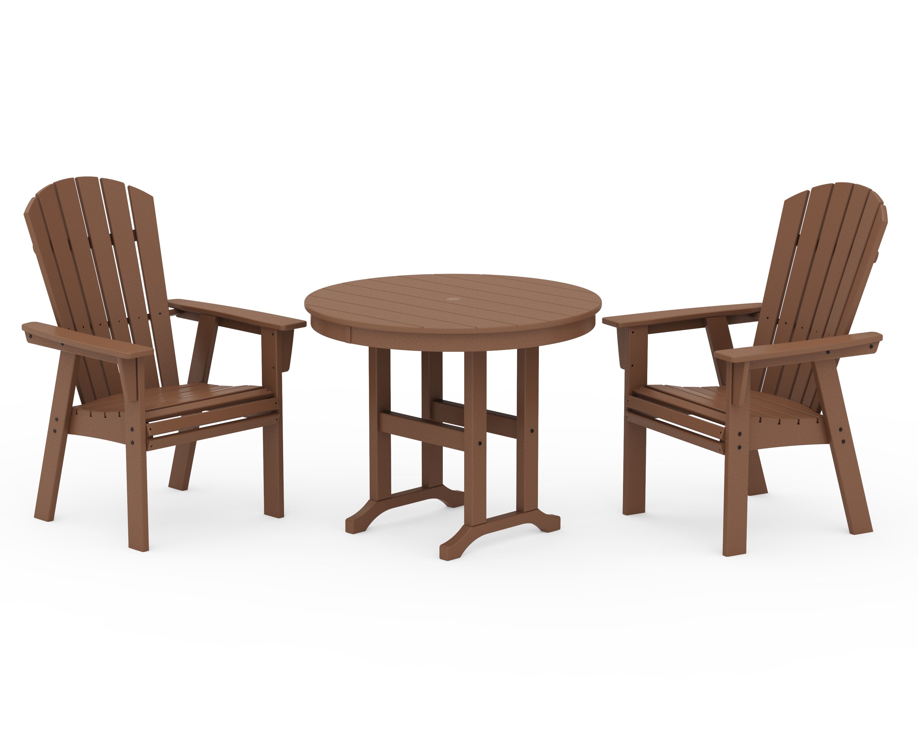 Nautical Adirondack 3-Piece Round Dining Set in Teak