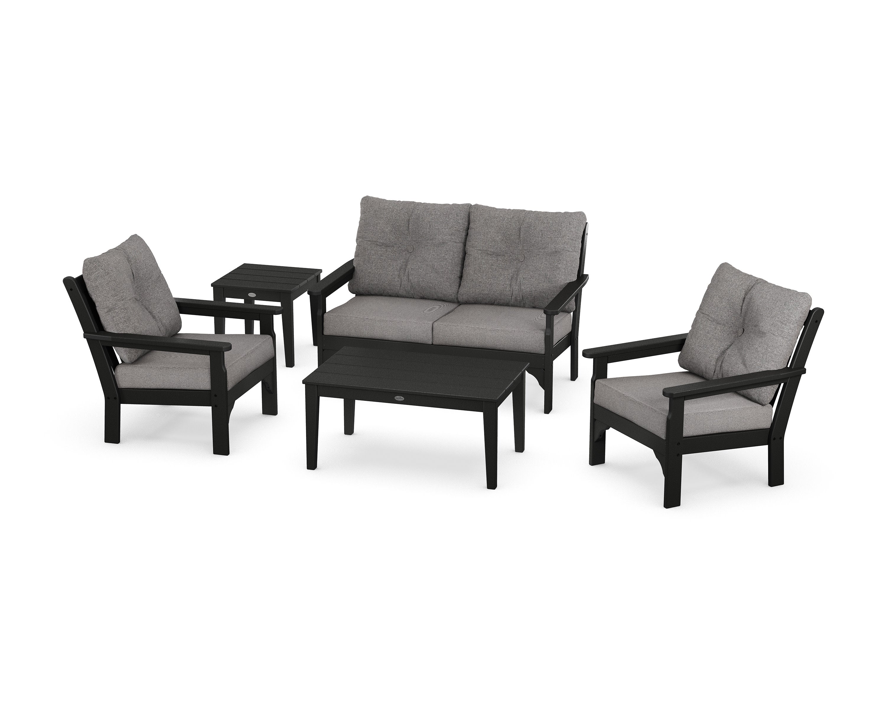 Vineyard 5-Piece Deep Seating Set in Black / Grey Mist
