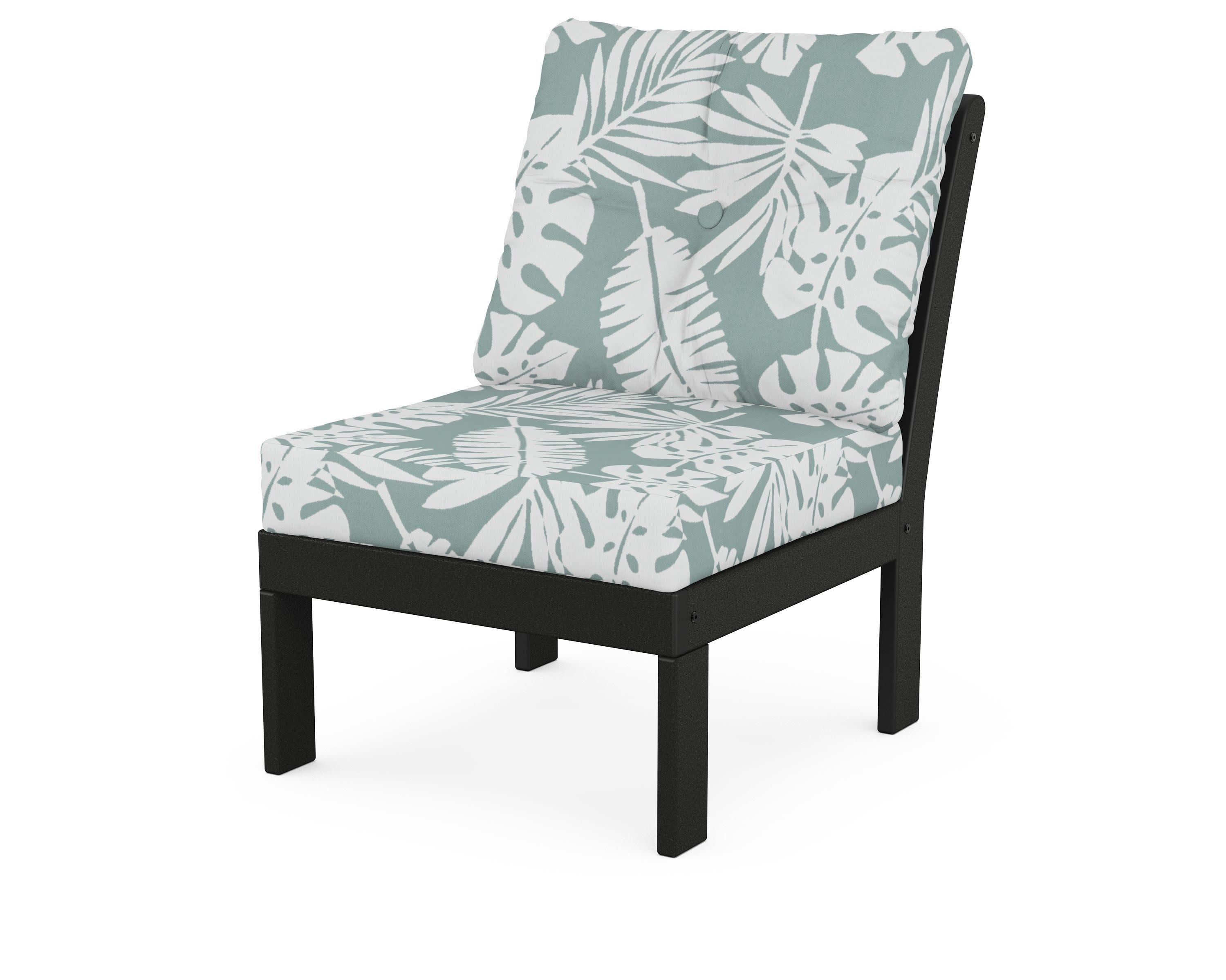 Vineyard Modular Armless Chair in Black / Leaf Glacier Spa