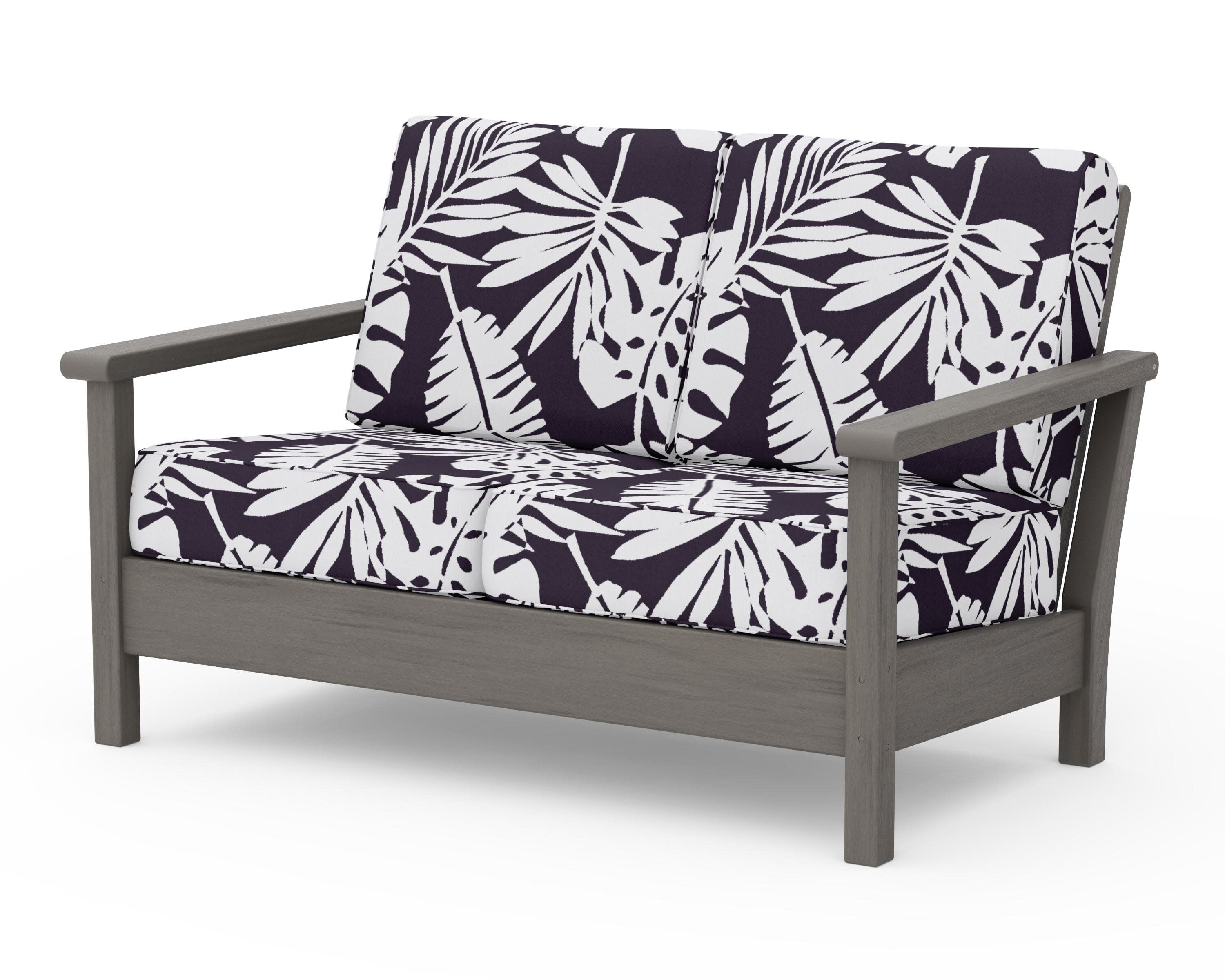 Harbour Deep Seating Loveseat in Driftwood / Leaf Navy