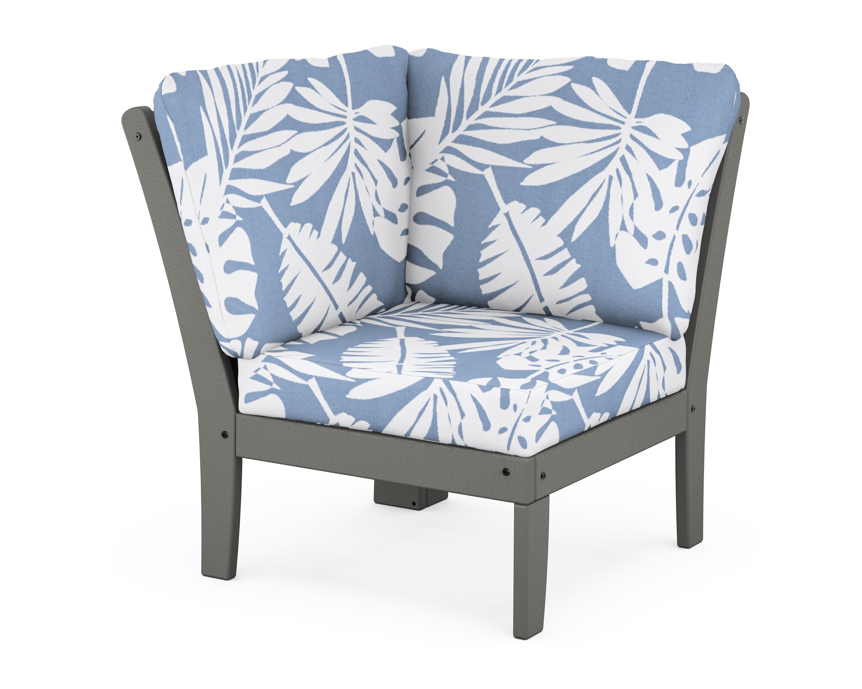 Braxton Modular Corner Chair in Slate Grey / Leaf Sky Blue