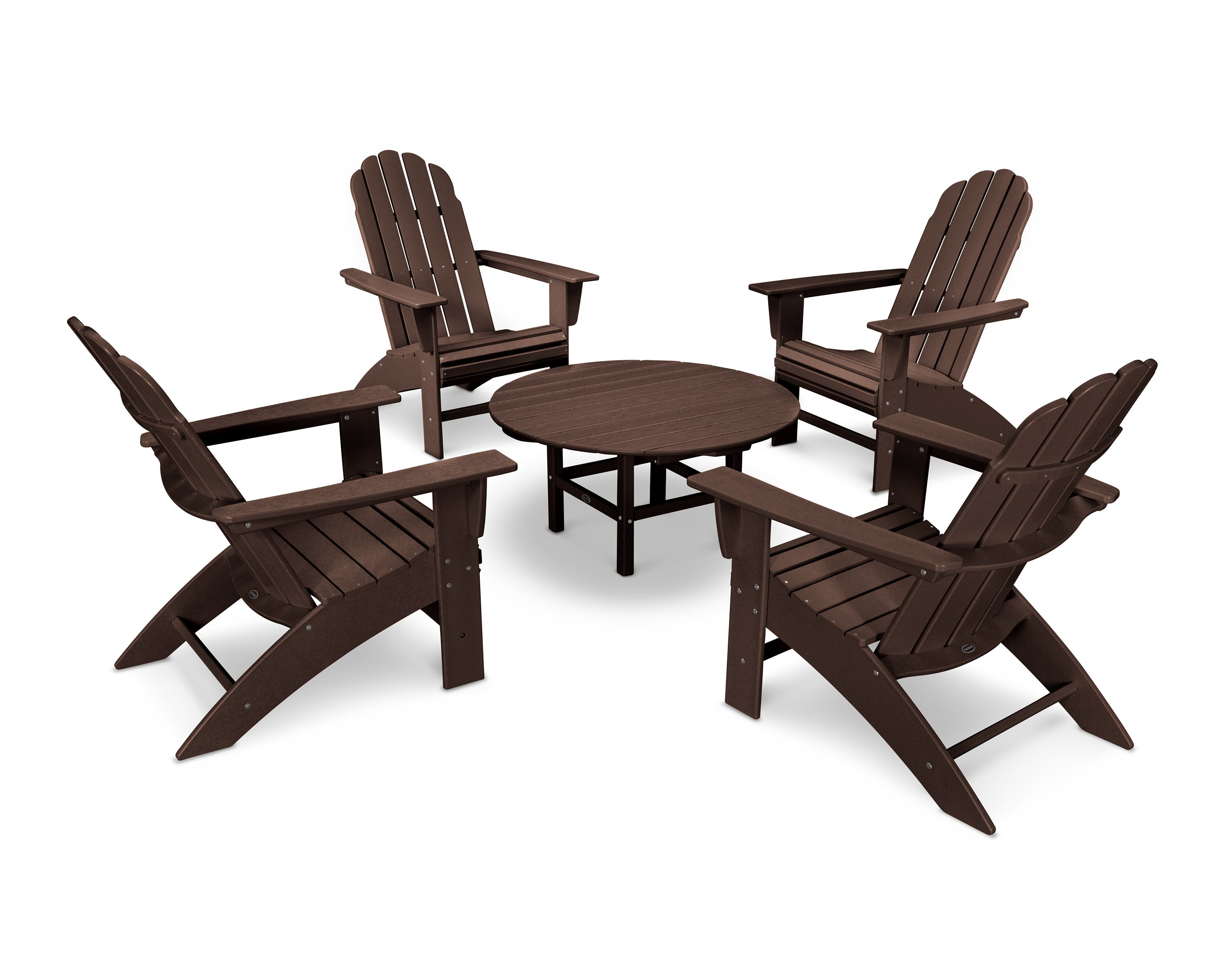 Vineyard 5-Piece Oversized Adirondack Set in Mahogany