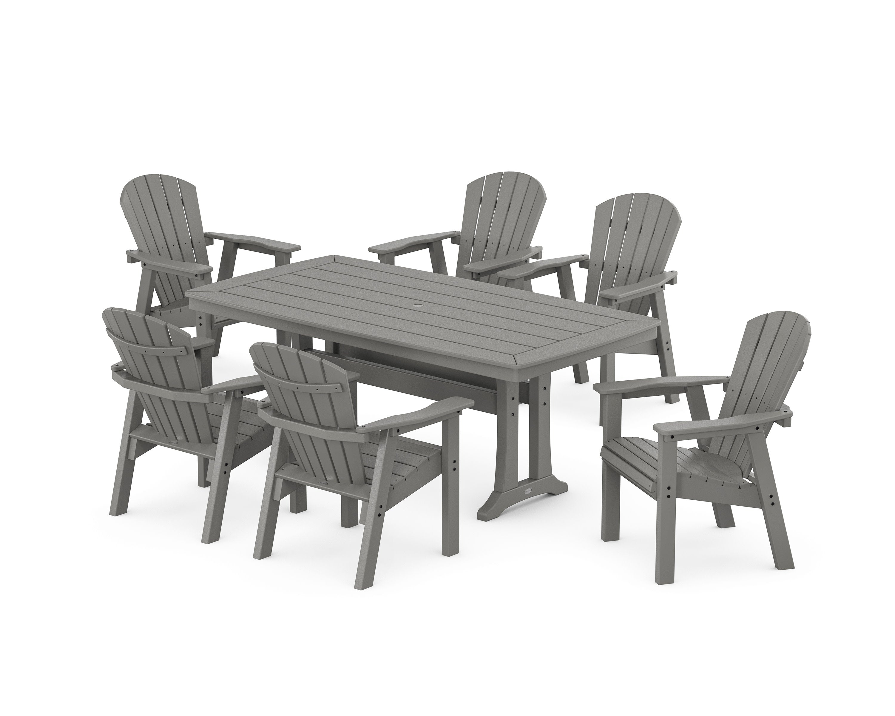 Seashell 7-Piece Dining Set with Trestle Legs in Slate Grey