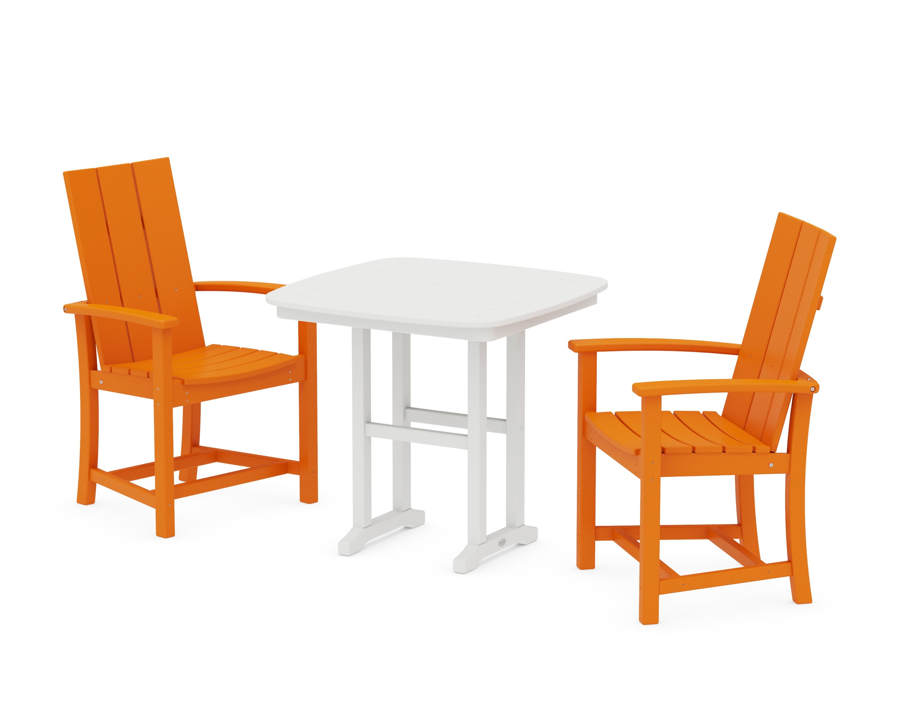 Modern Adirondack 3-Piece Dining Set in Tangerine / White