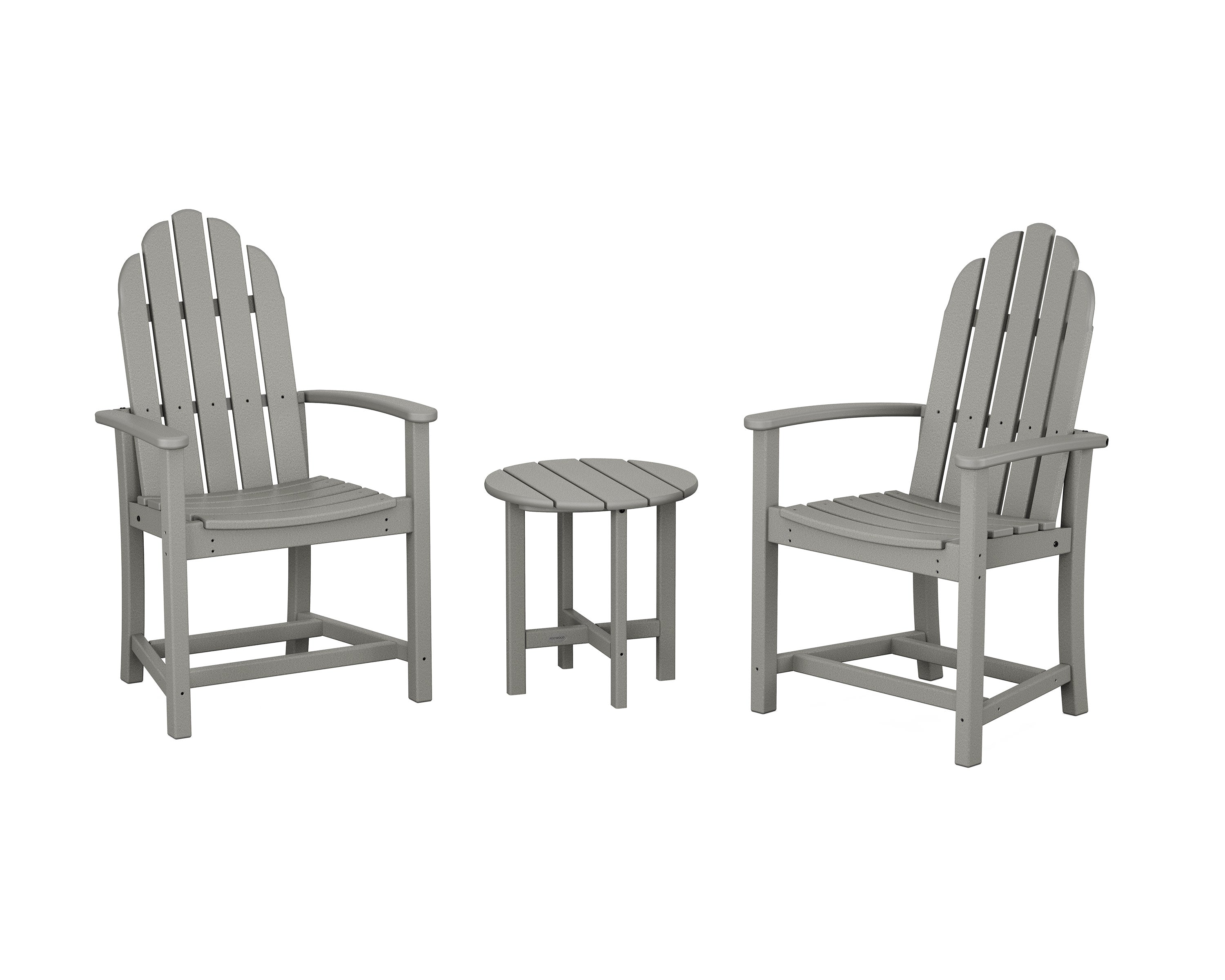 Classic 3-Piece Upright Adirondack Chair Set in Slate Grey