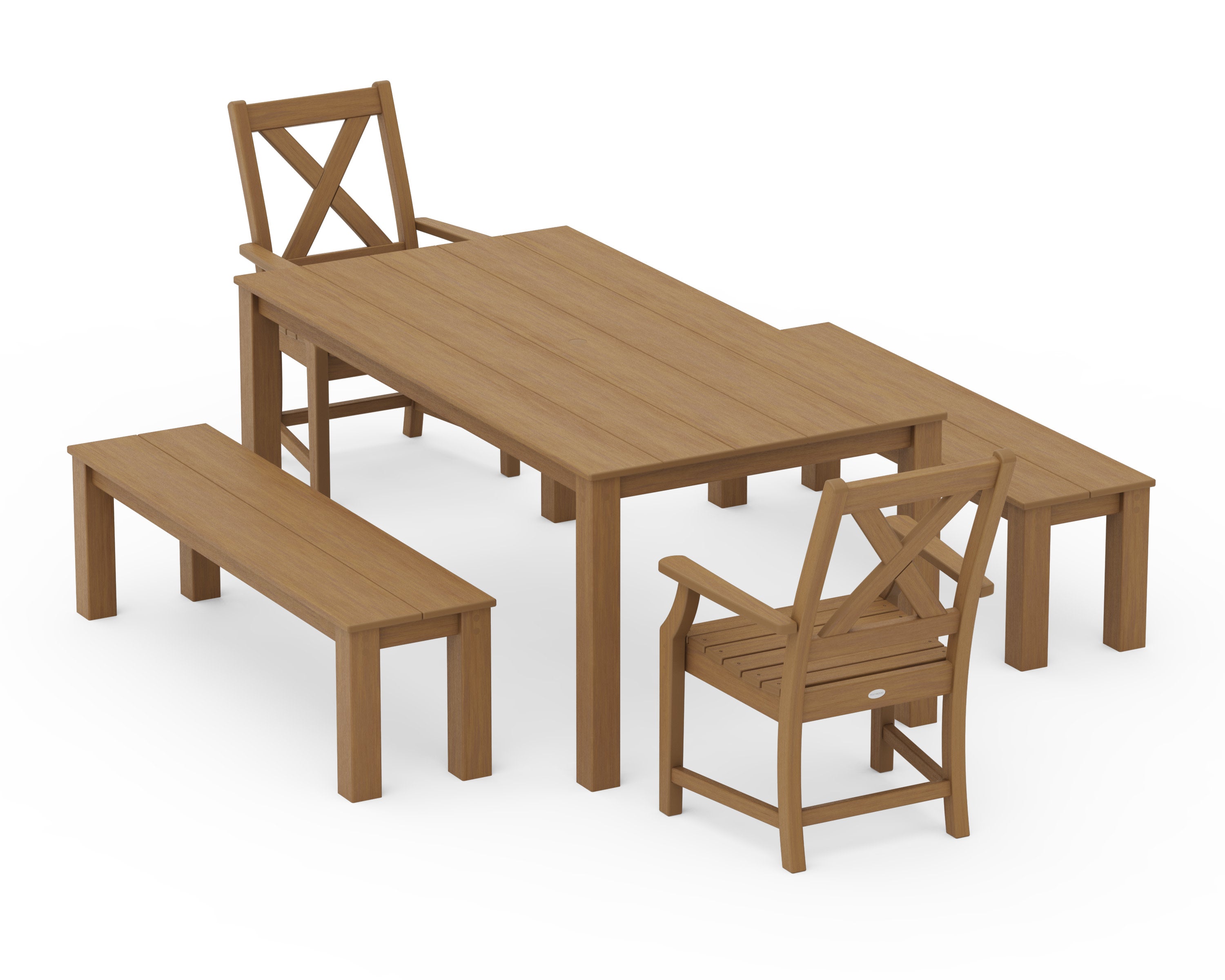Braxton 5-Piece Parsons Dining Set with Benches in Natural