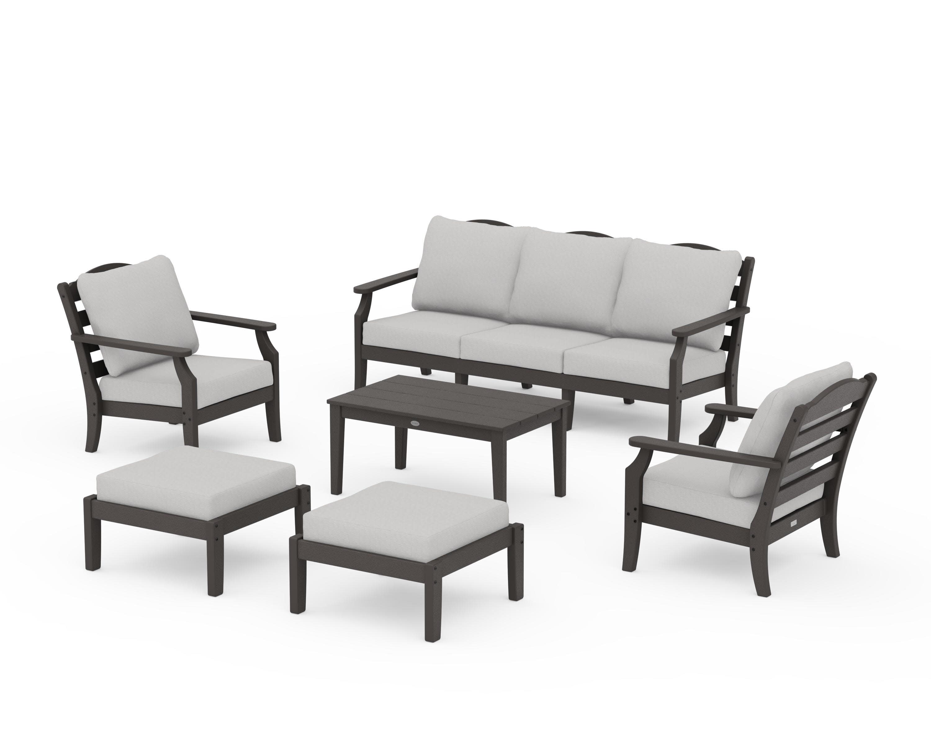 Savannah 6-Piece Lounge Sofa Set in Vintage Coffee / Diamond in the Rough