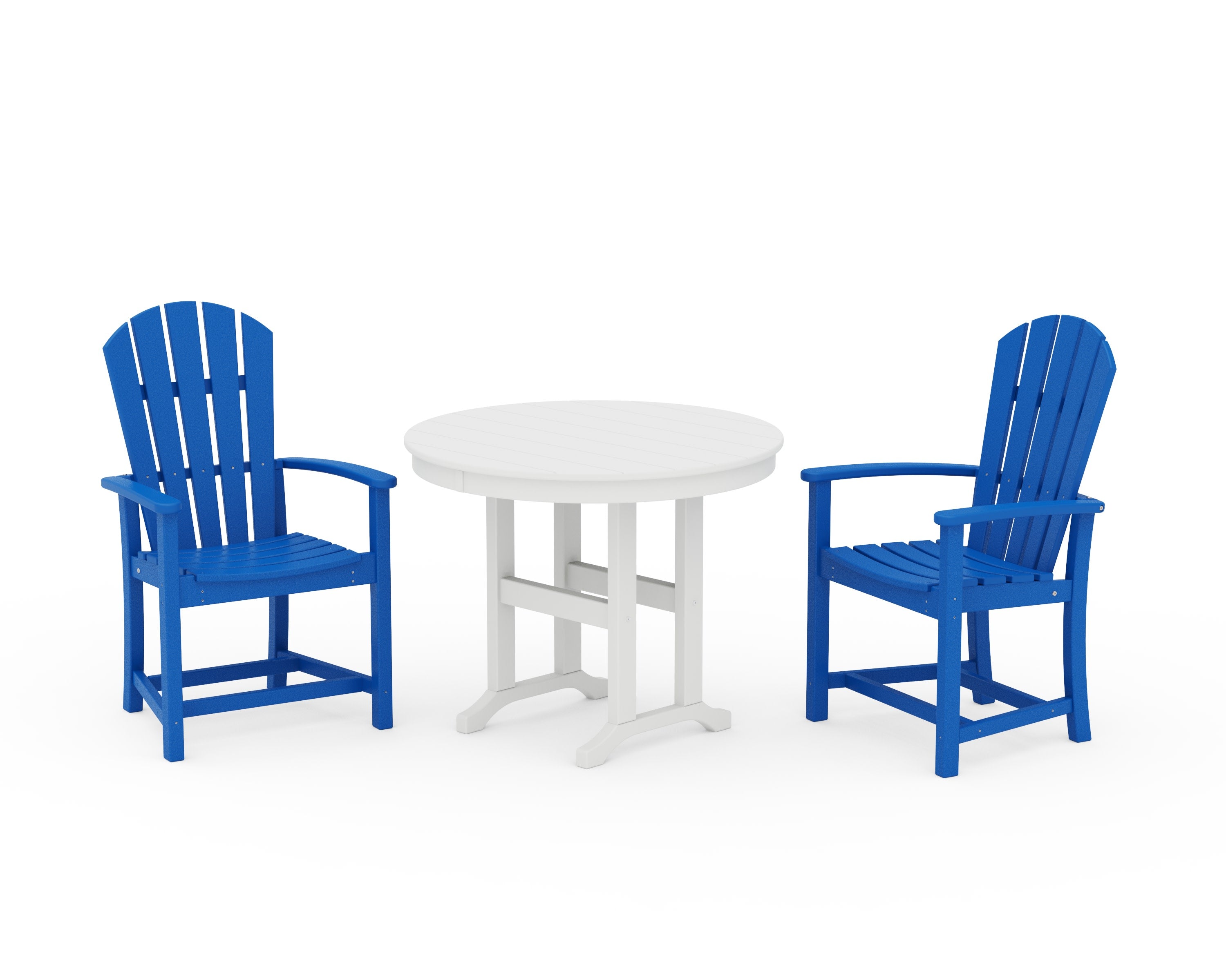 Palm Coast 3-Piece Round Farmhouse Dining Set in Pacific Blue / White