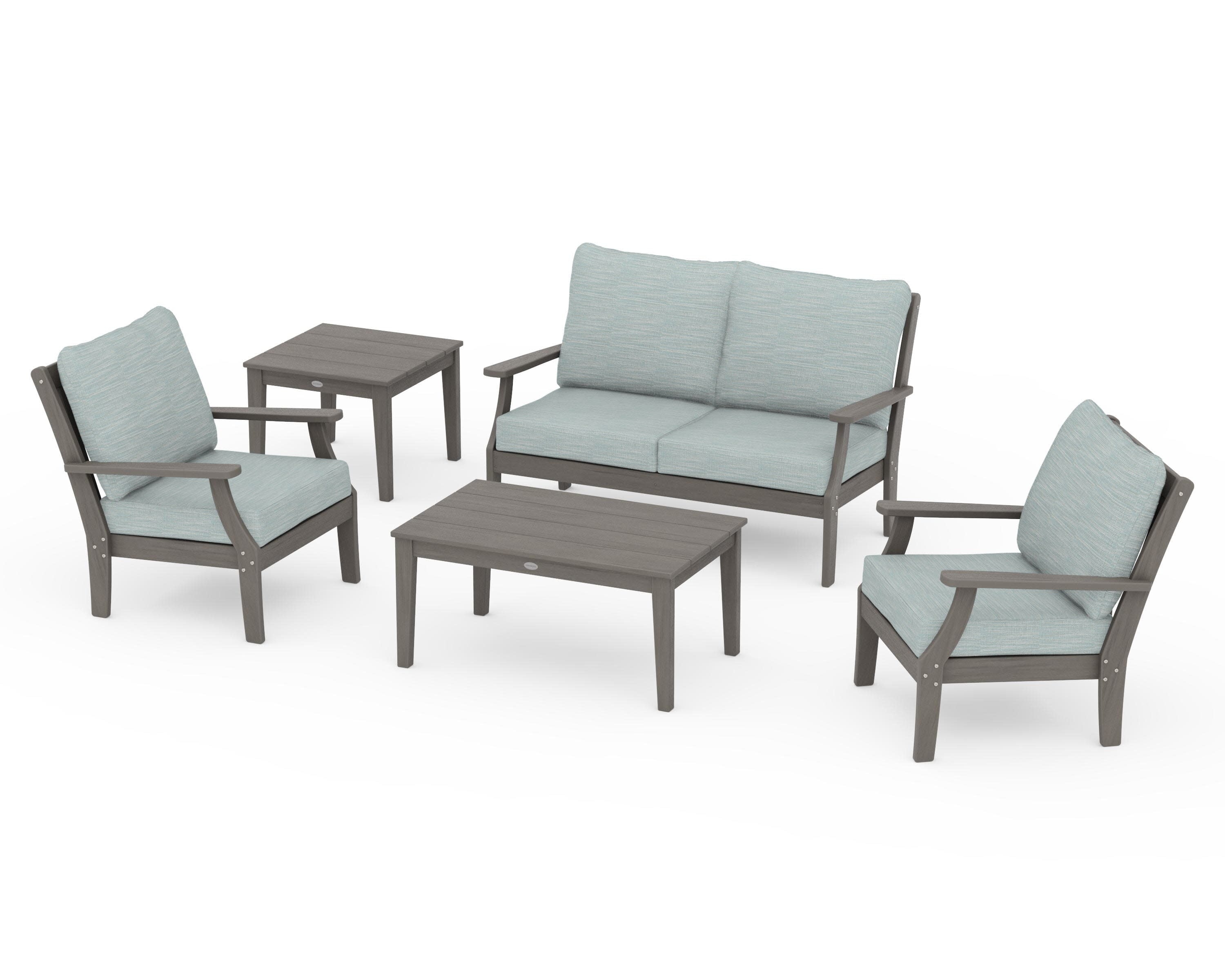 Braxton 5-Piece Deep Seating Set in Driftwood / Soothe Mist