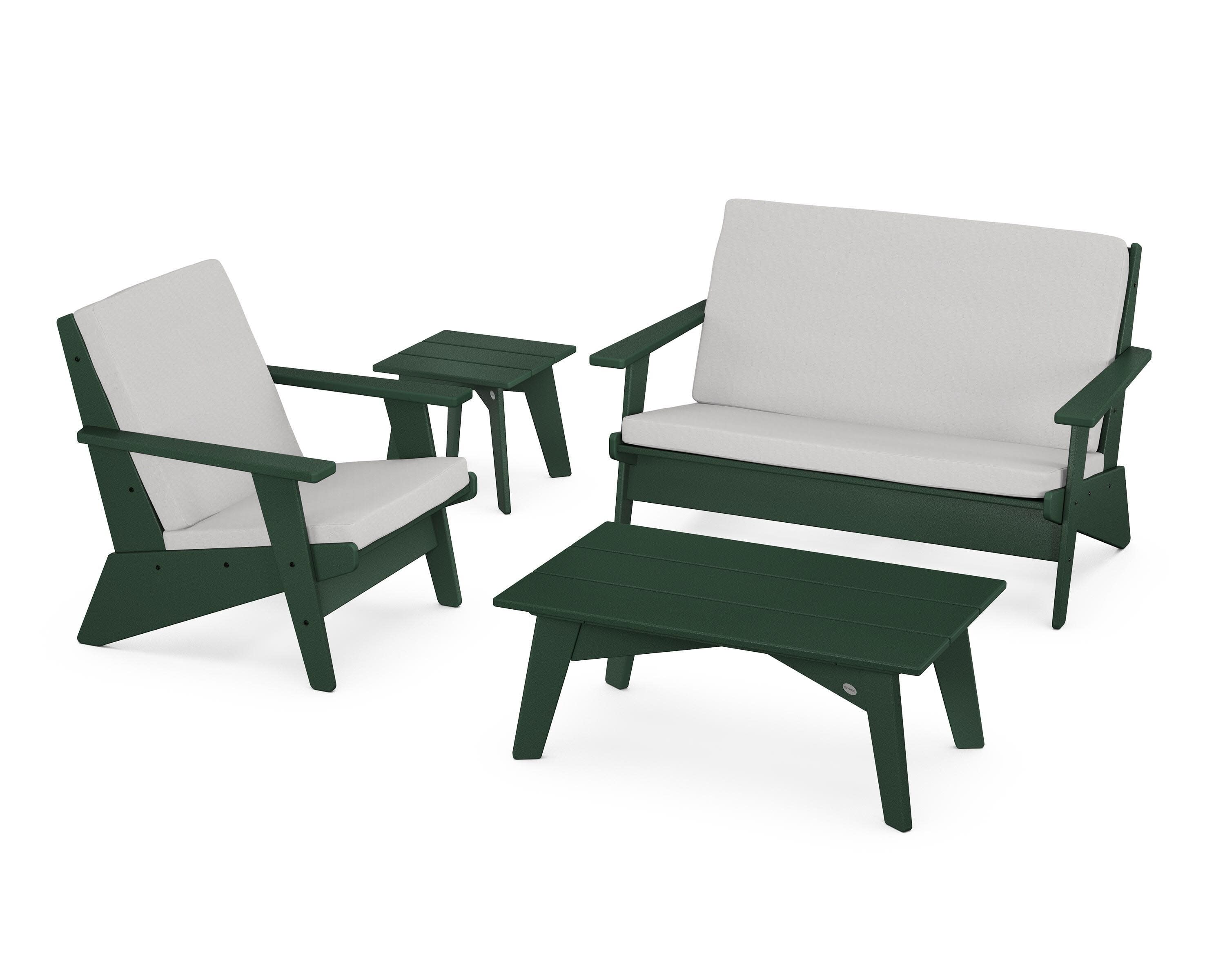 Riviera Modern Lounge 4-Piece Set in Green / Diamond in the Rough
