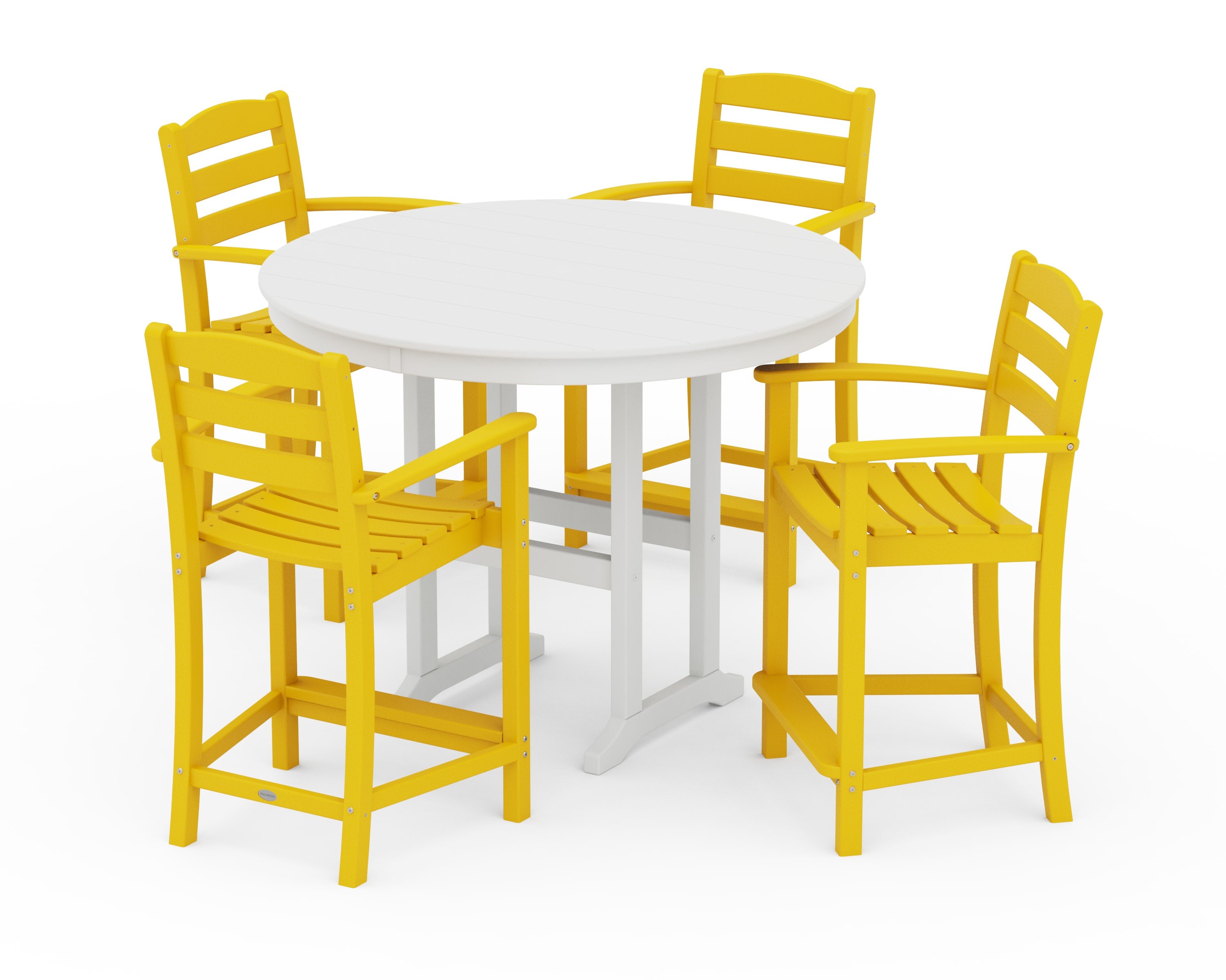 La Casa Caf 5-Piece Round Farmhouse Counter Set in Lemon / White