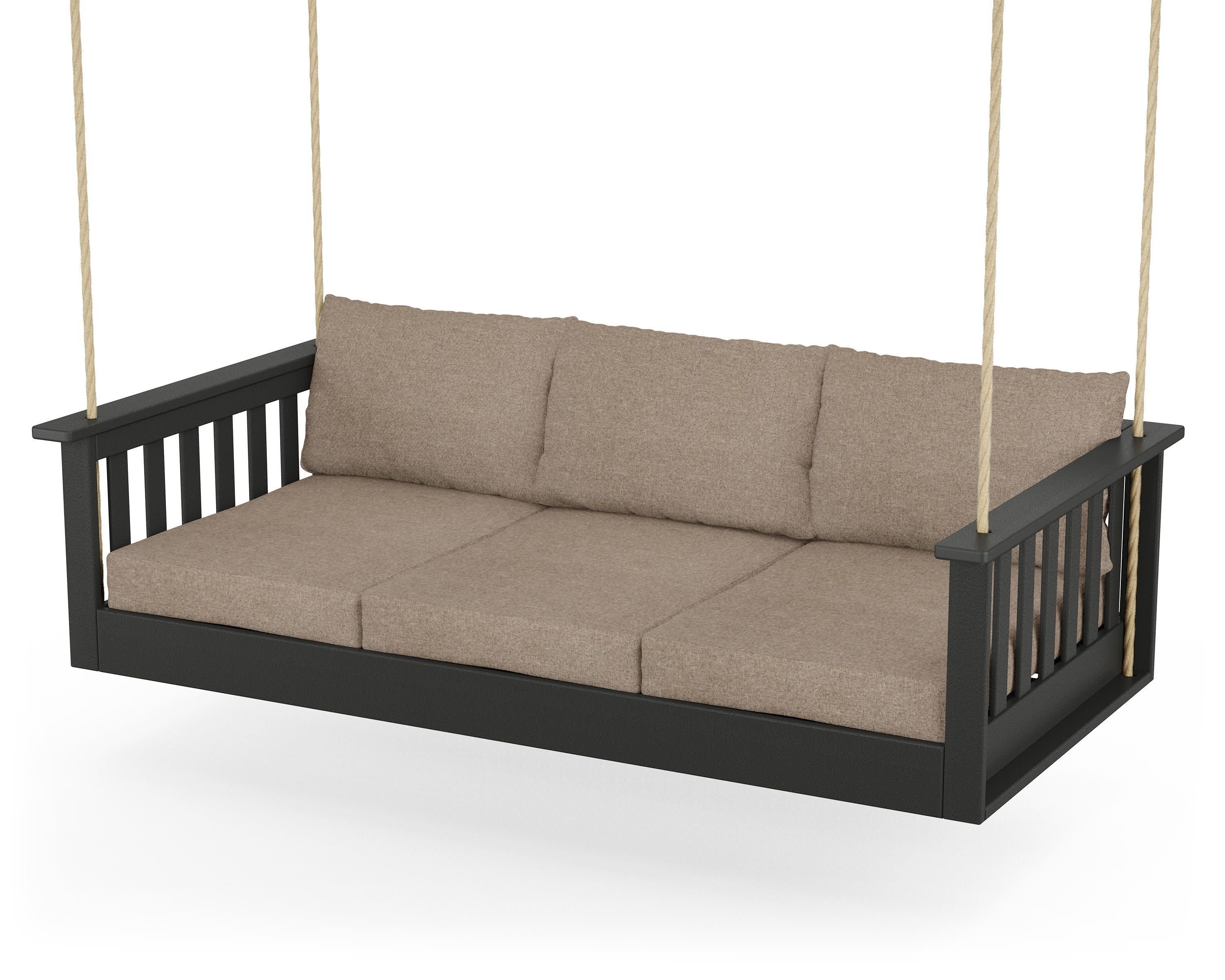 Vineyard Daybed Swing in Black / Spiced Burlap