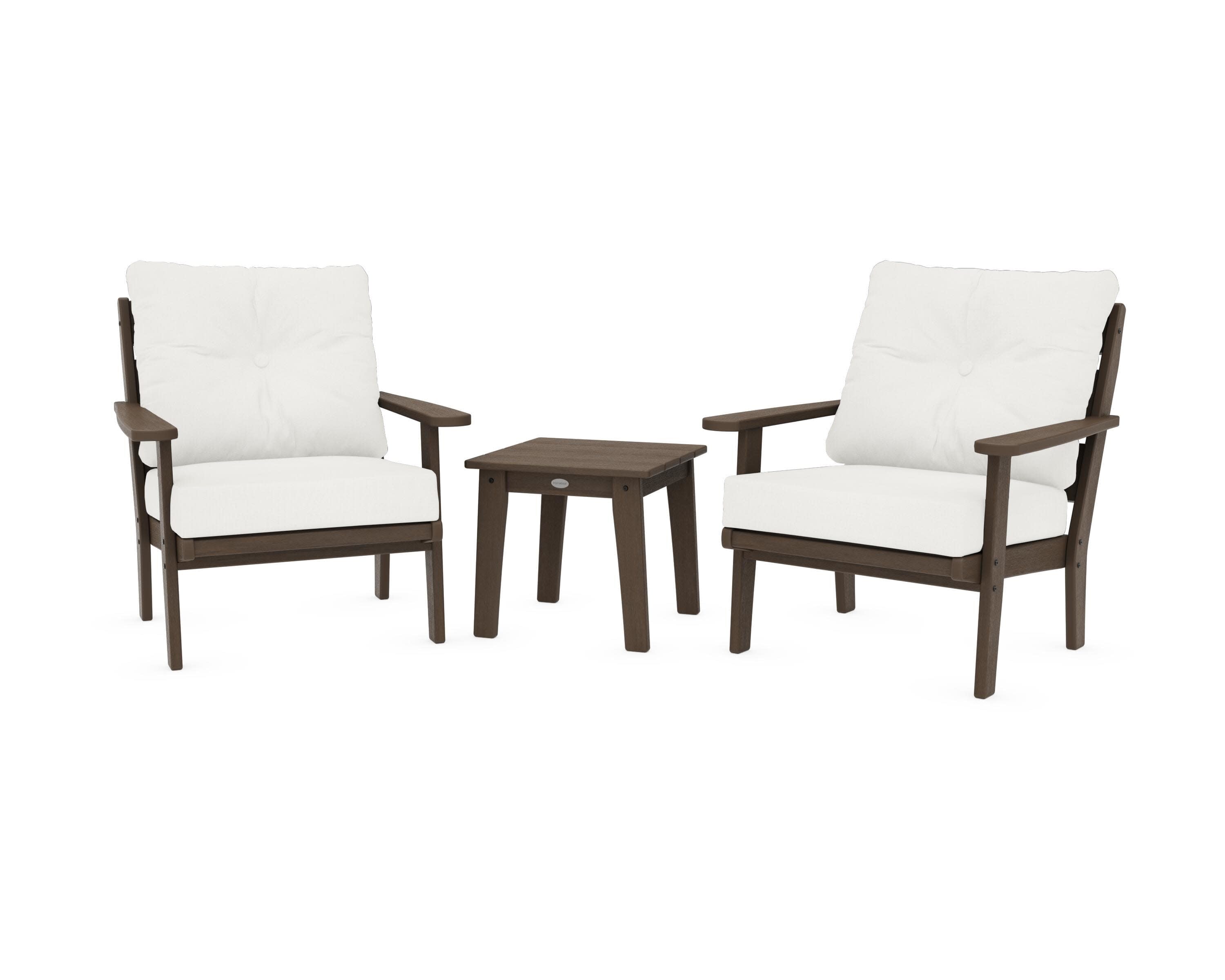 Lakeside 3-Piece Deep Seating Chair Set in Kona / Natural Linen