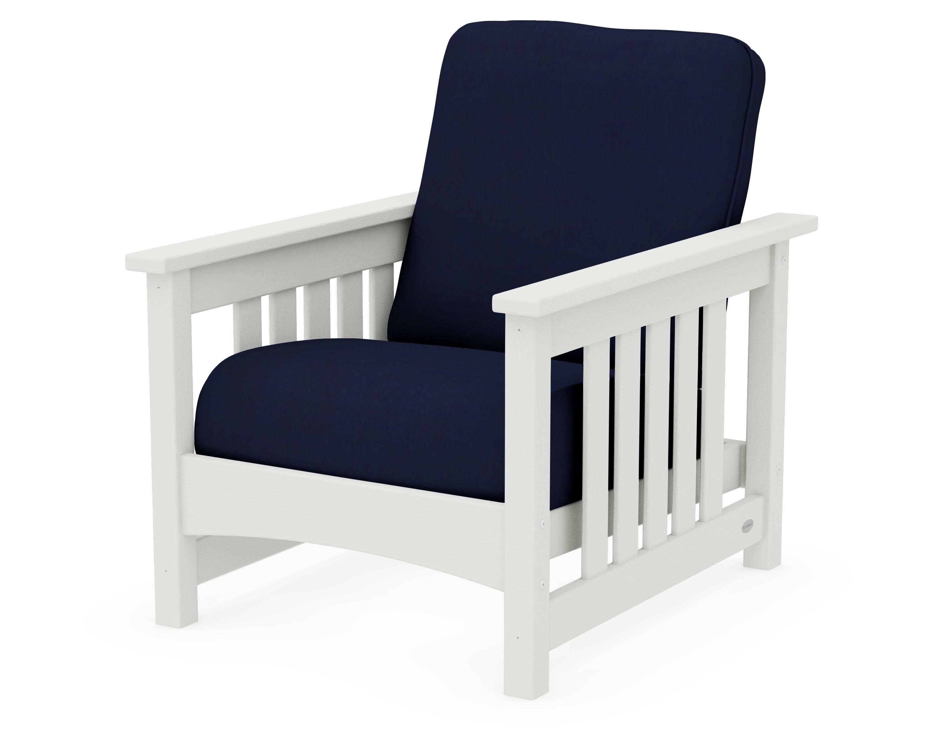 Club Mission Chair in Vintage White / Navy