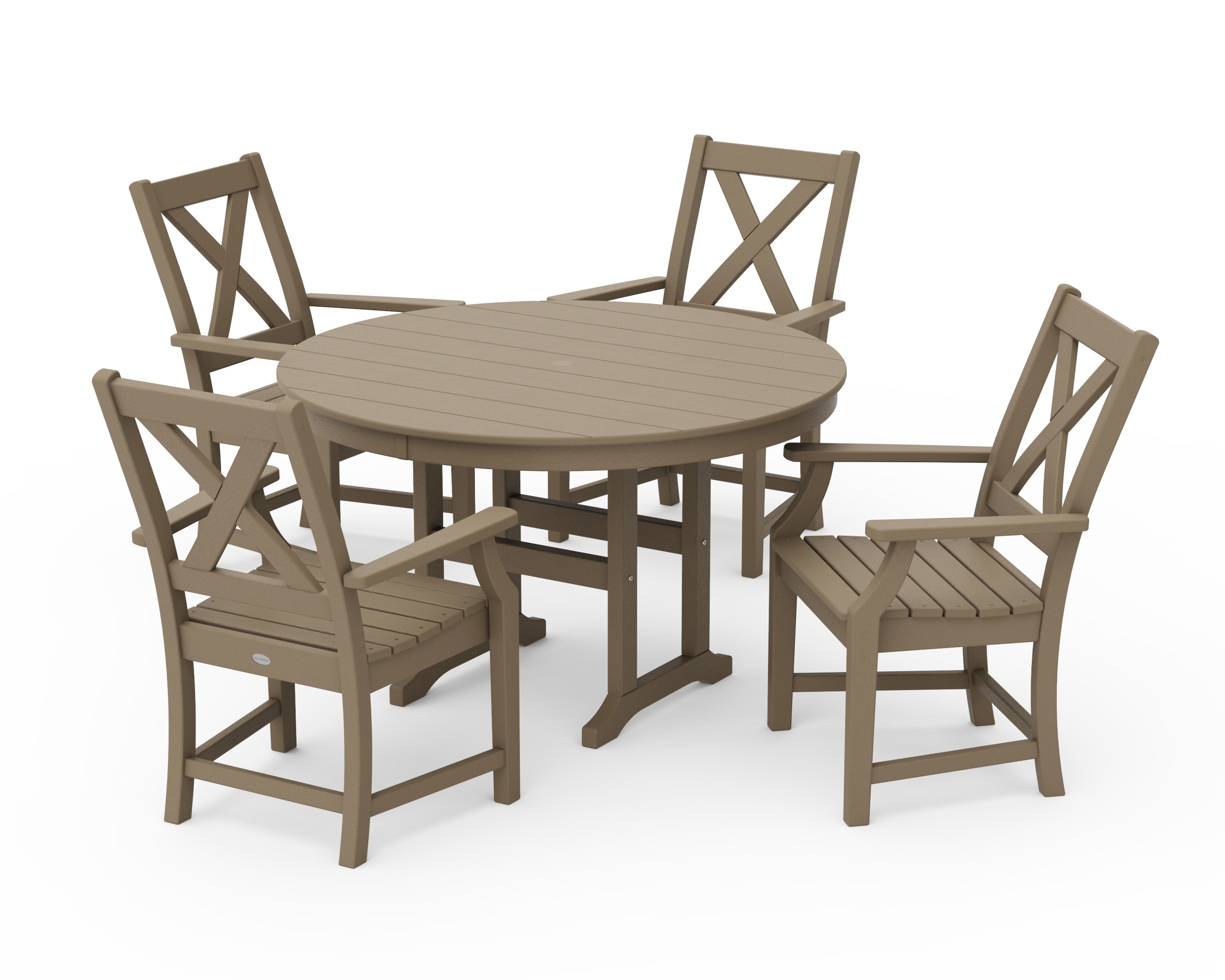 Braxton 5-Piece Round Farmhouse Dining Set in Vintage Sahara