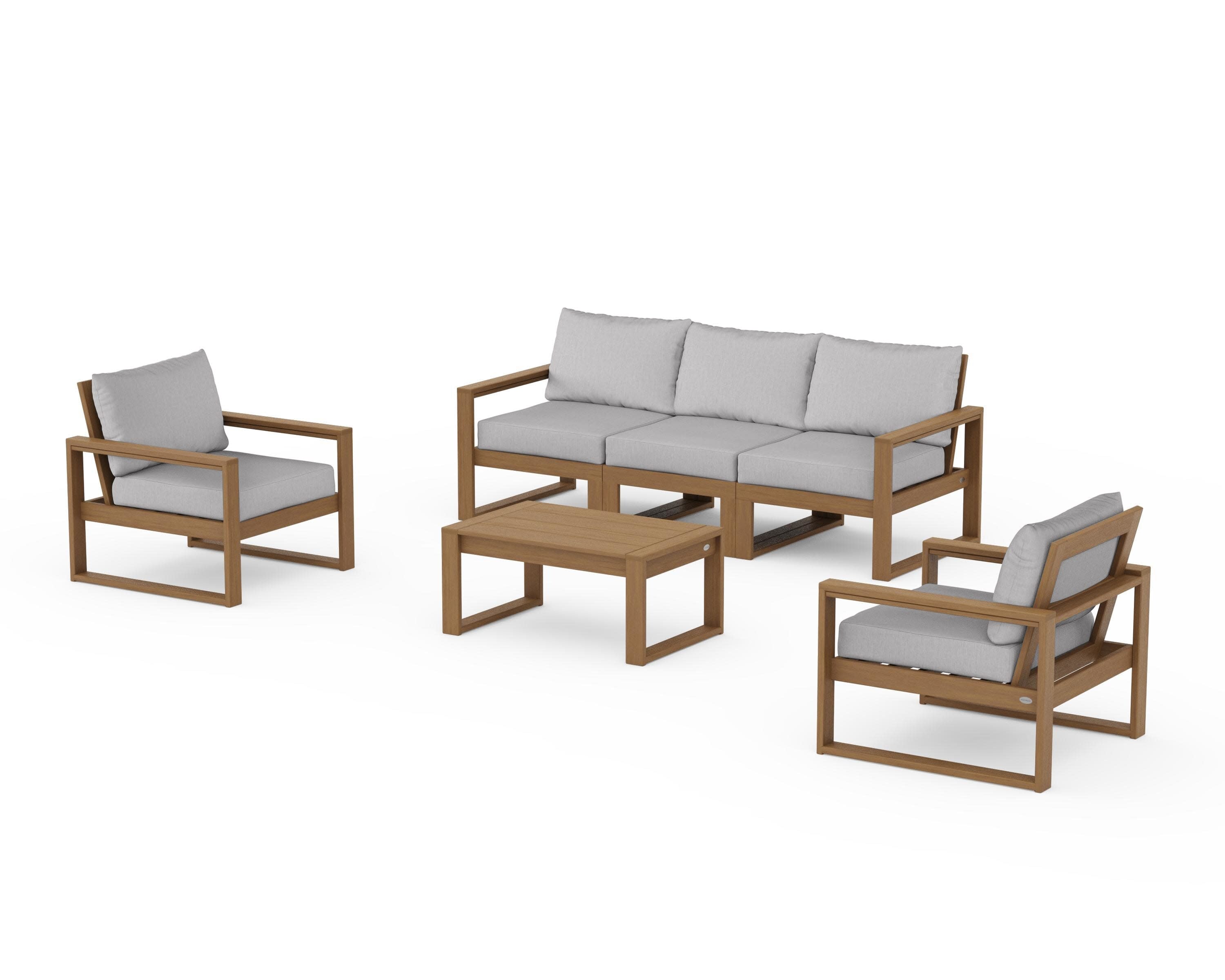 EDGE Sectional 4-Piece Deep Seating Set with Sofa in Natural / Granite