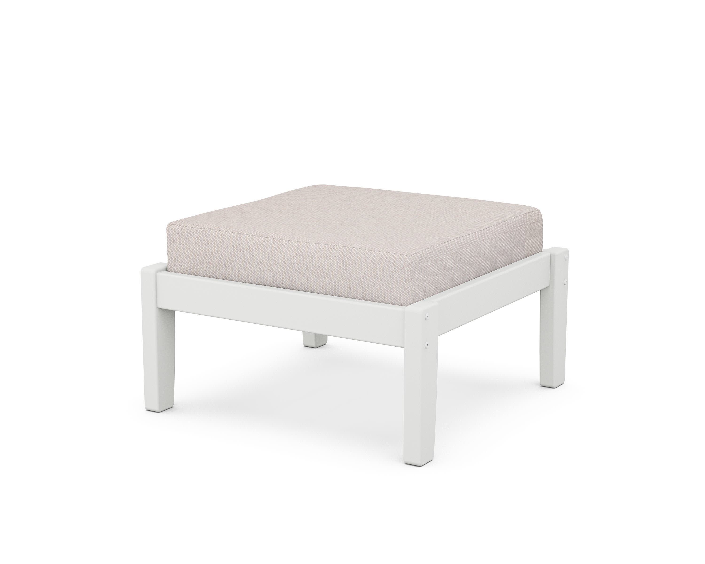 Deep Seating Ottoman in White / Dune Burlap