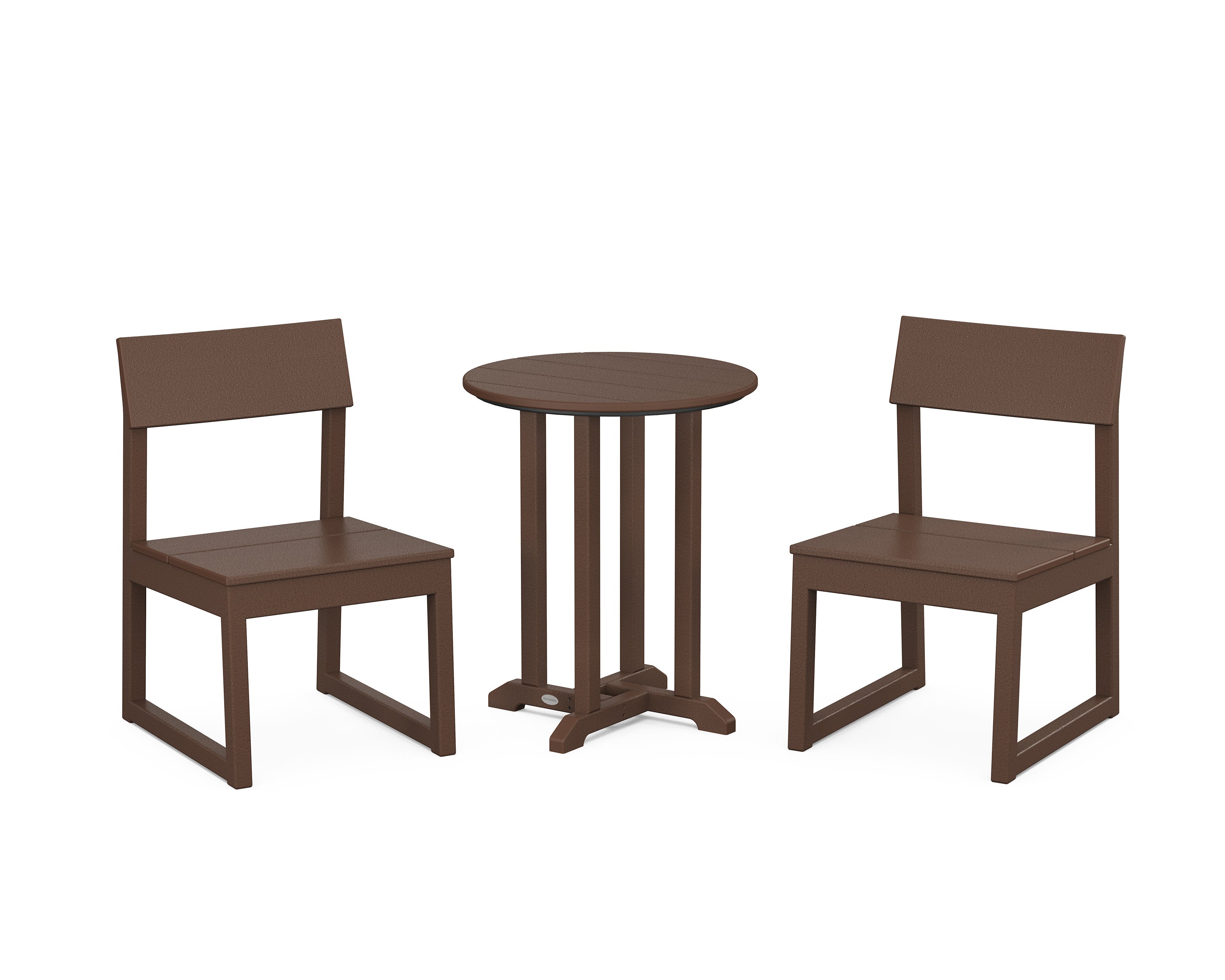 EDGE Side Chair 3-Piece Round Bistro Dining Set in Mahogany