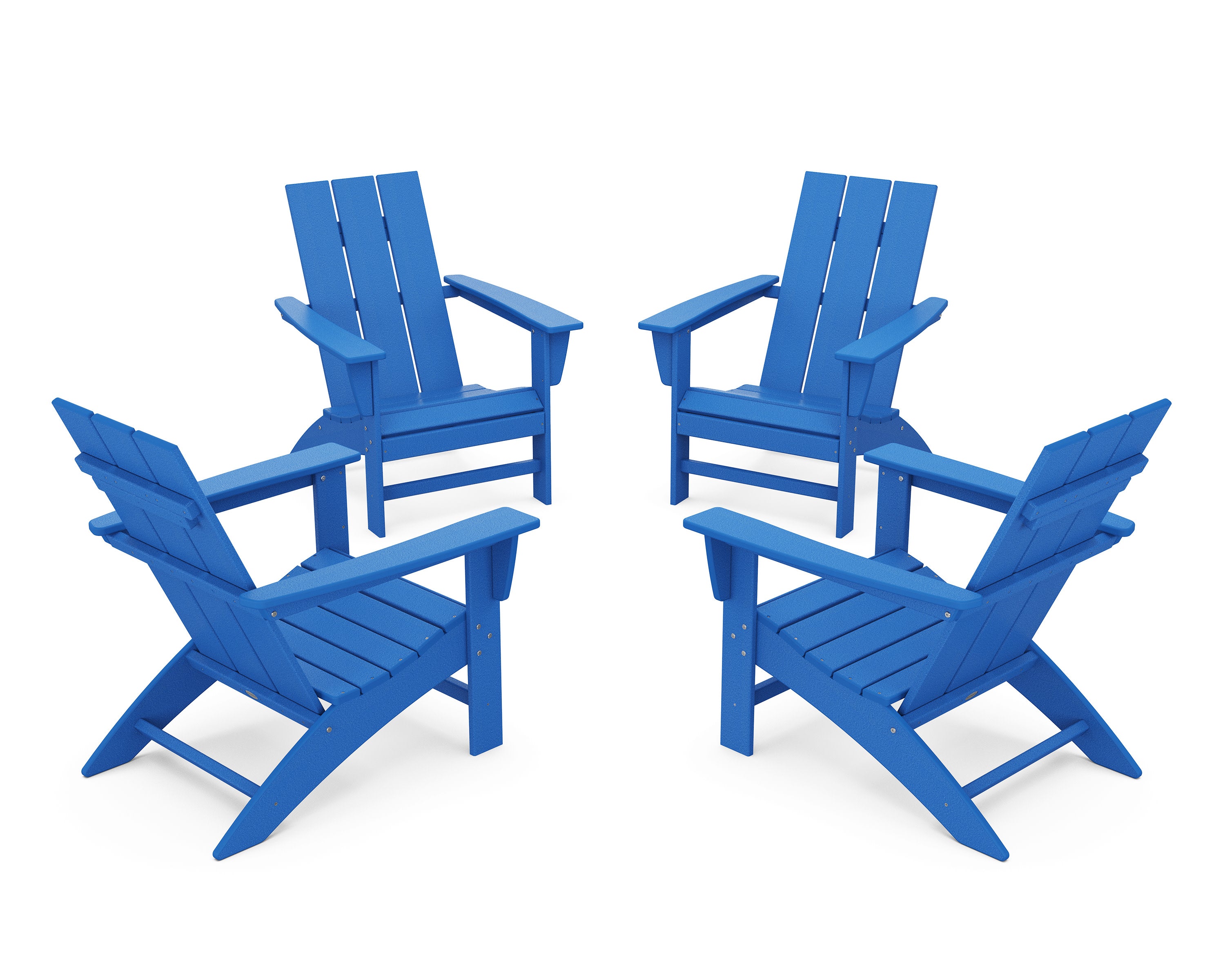 4-Piece Modern Adirondack Chair Conversation Set in Pacific Blue