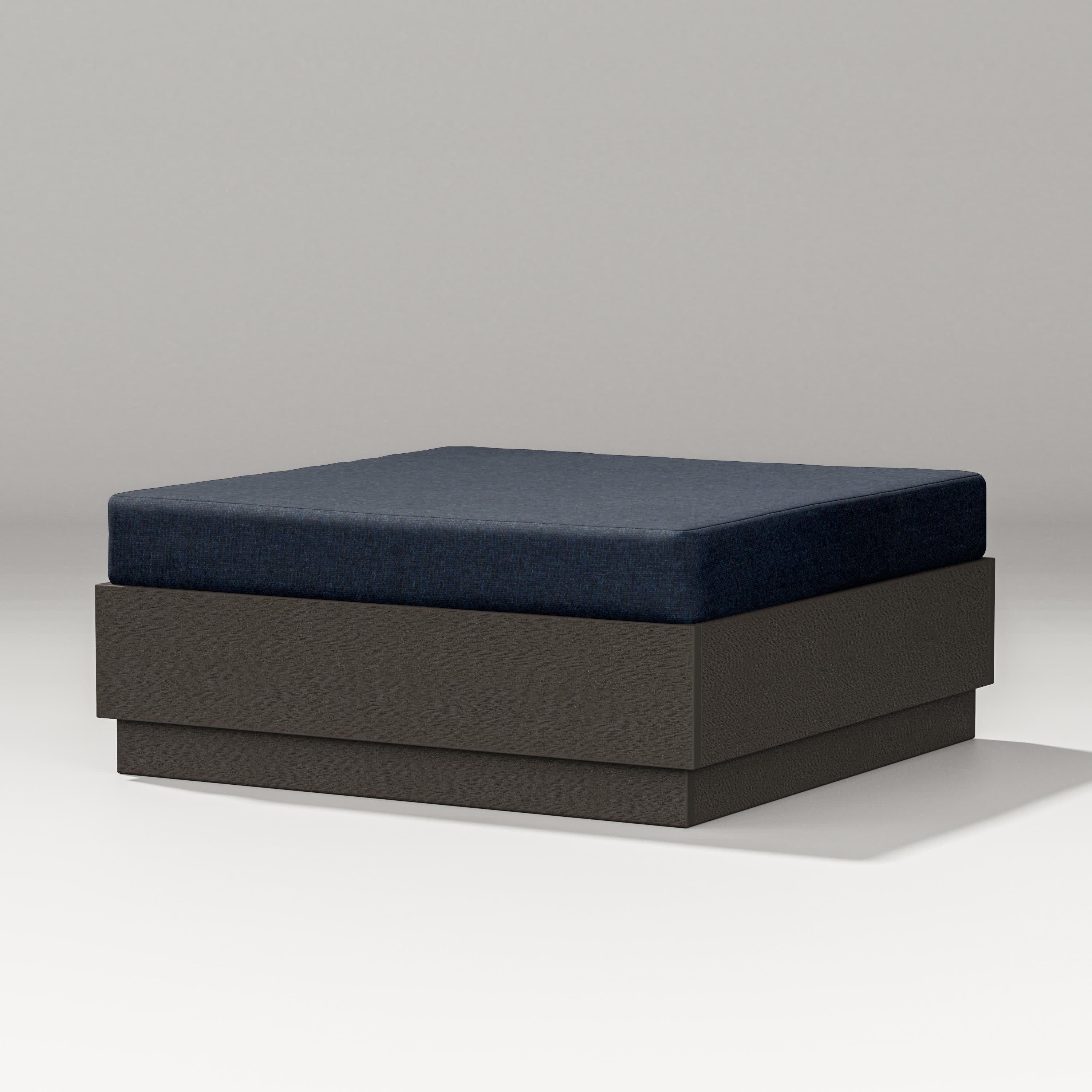 Elevate Lounge Ottoman in Vintage Coffee / Marine Indigo