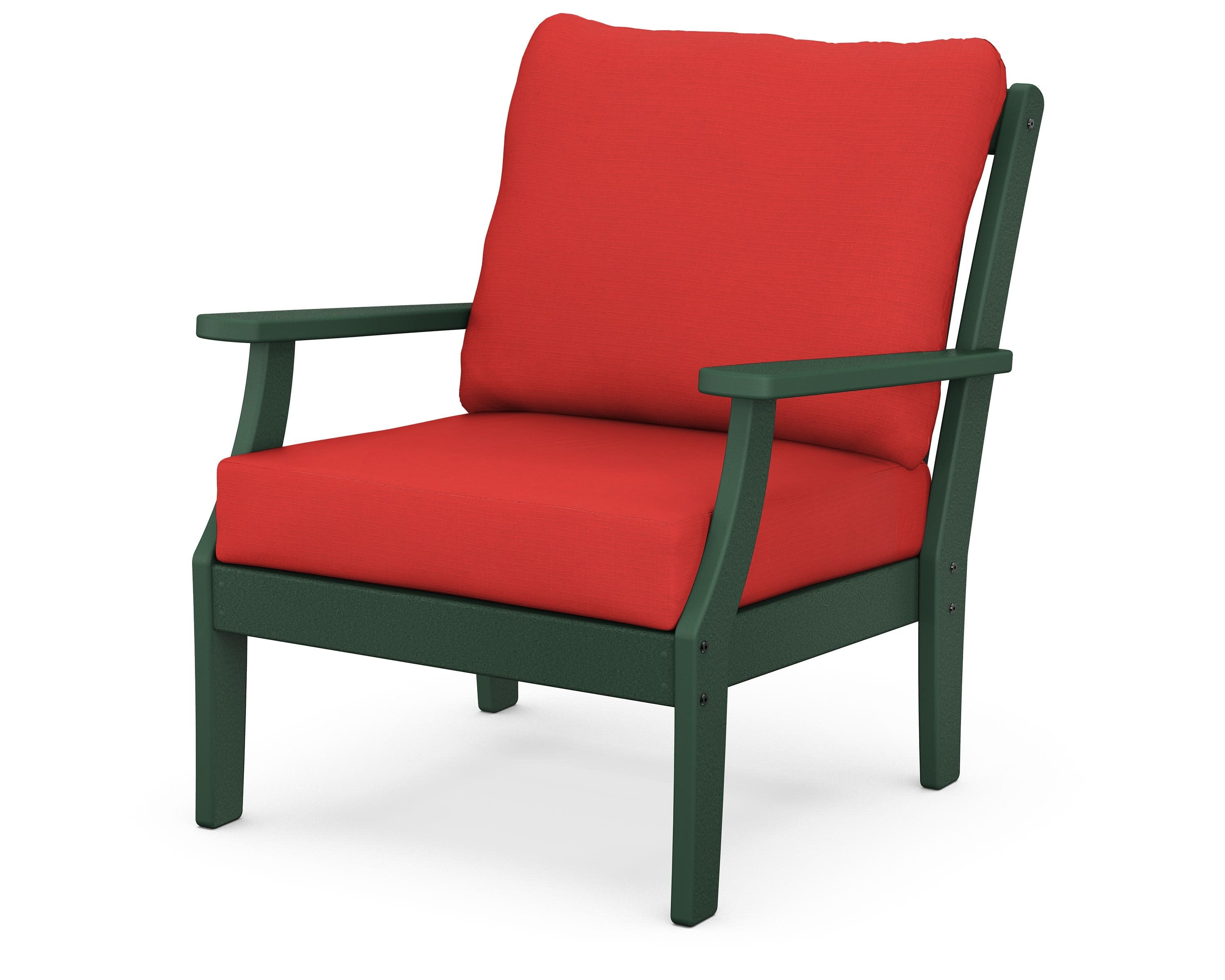 Braxton Deep Seating Chair in Green / Crimson Linen
