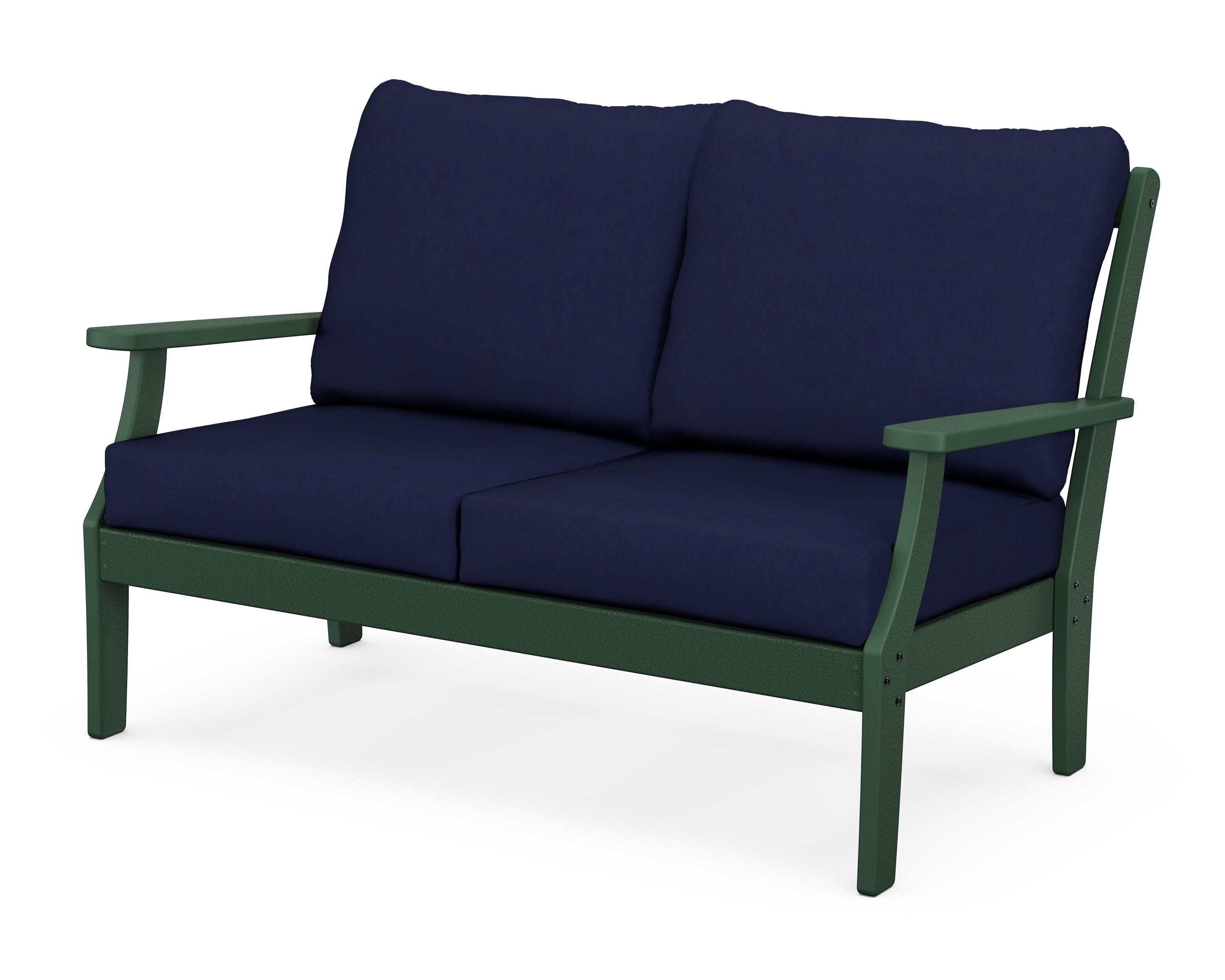Braxton Deep Seating Loveseat in Green / Navy