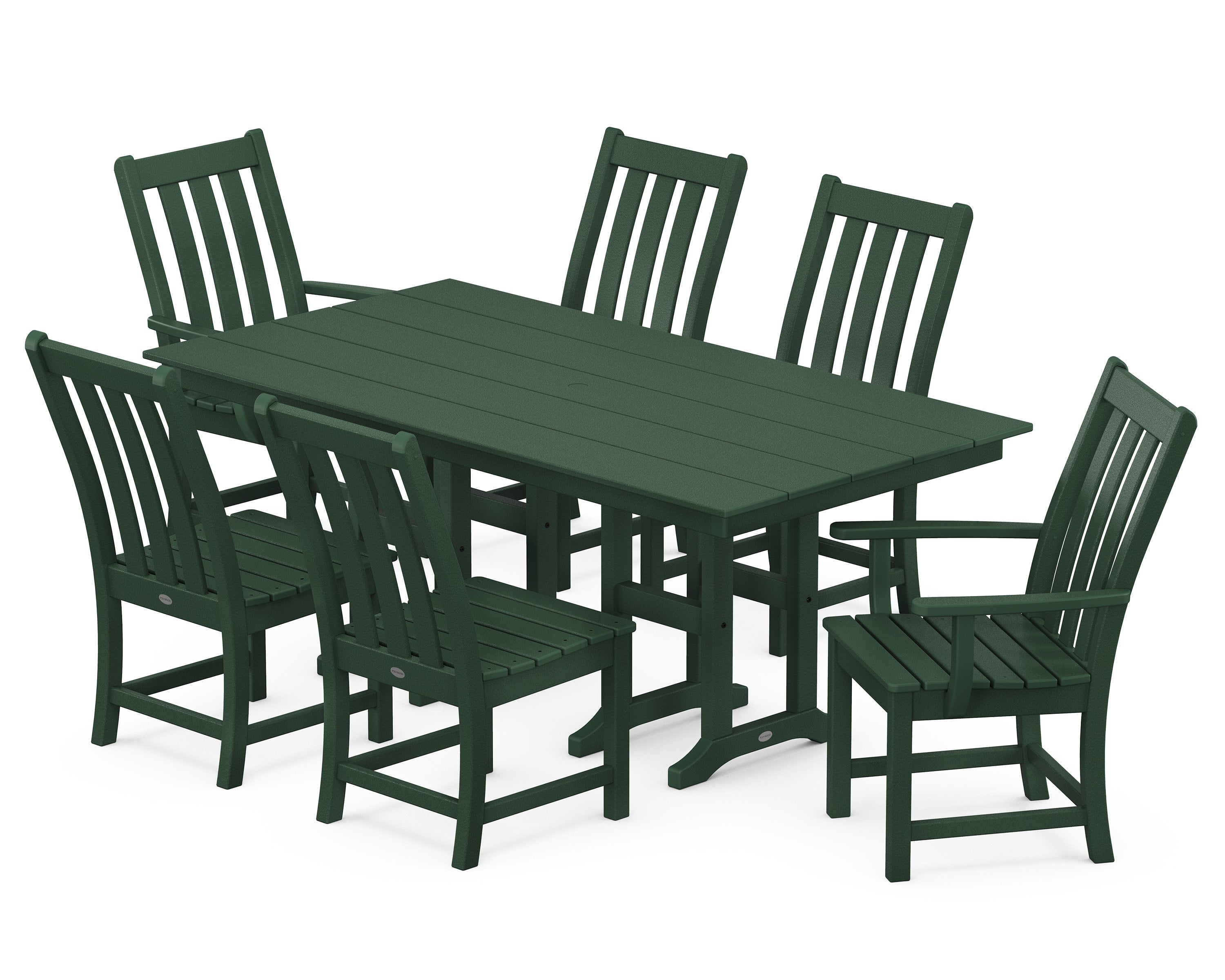 Vineyard 7-Piece Farmhouse Dining Set in Green